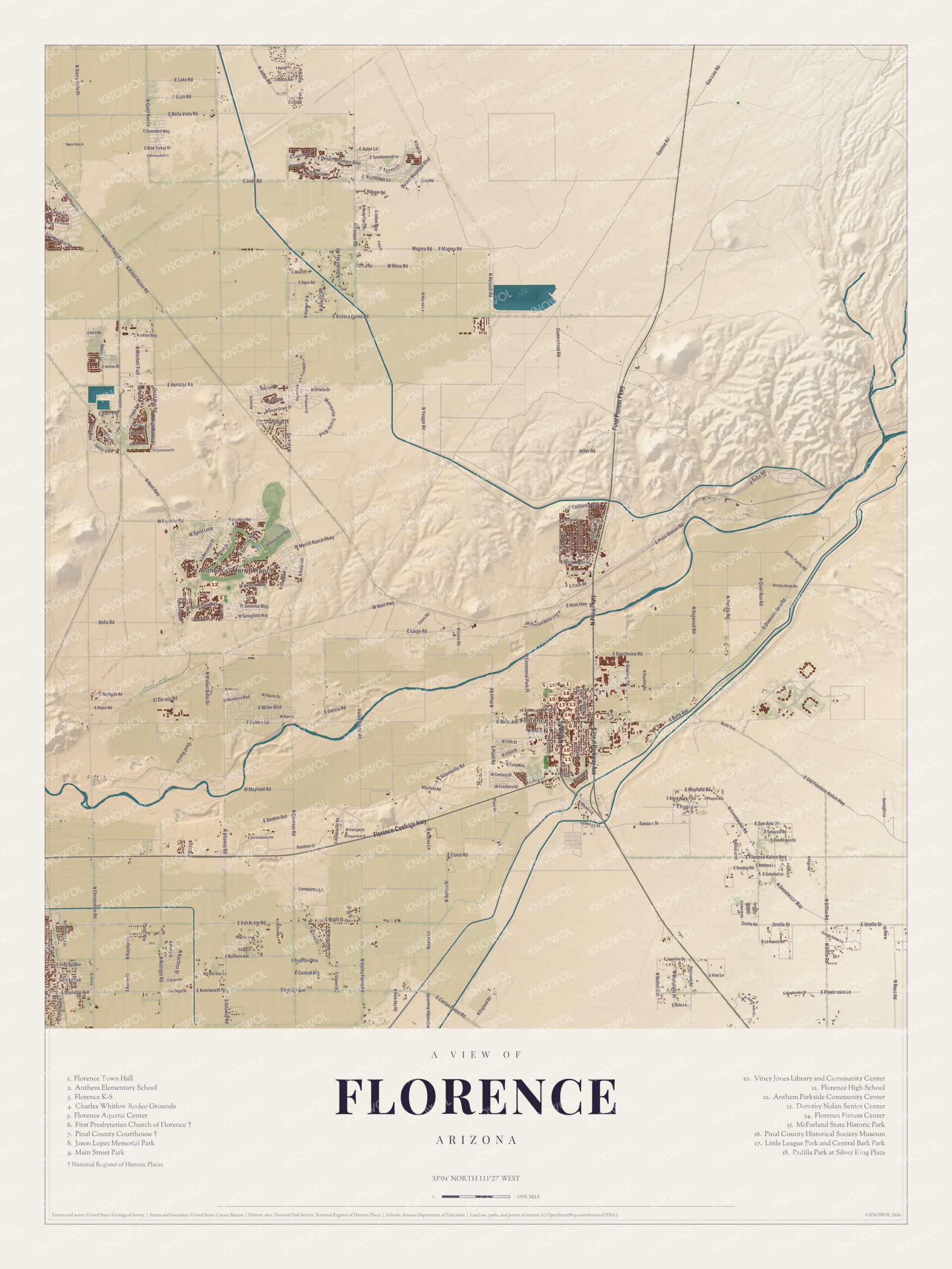 Map of Florence, Arizona