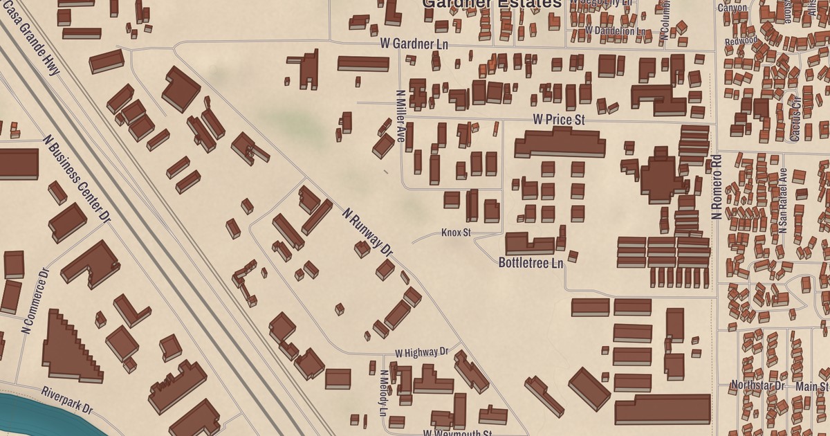 Beautifully Detailed Map of Flowing Wells, Arizona