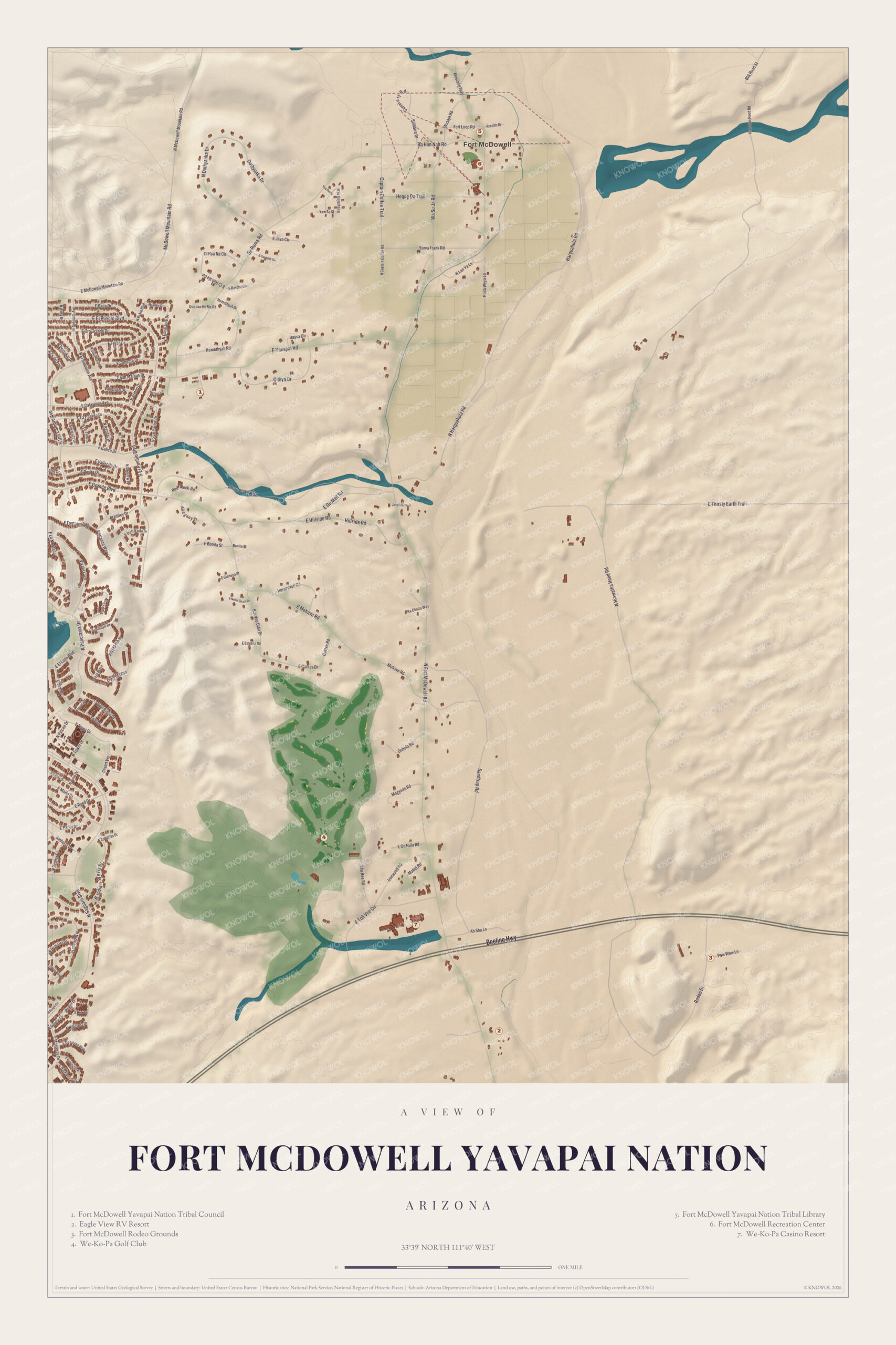 Map of Fort McDowell Yavapai Nation, Arizona