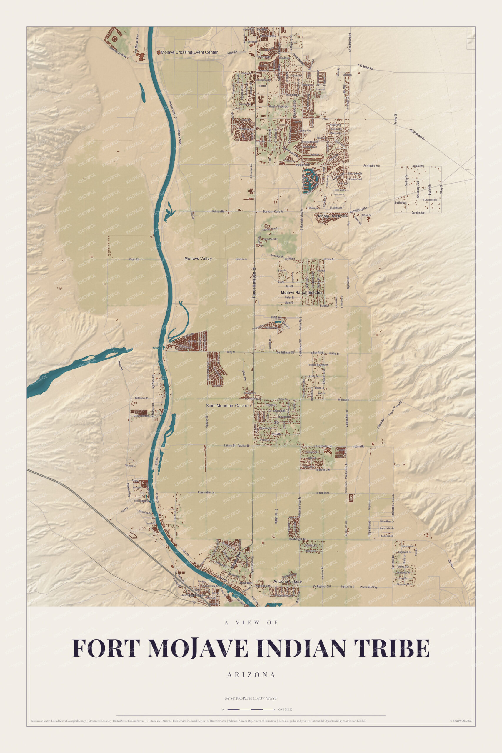 Map of Fort Mojave Indian Tribe, Arizona