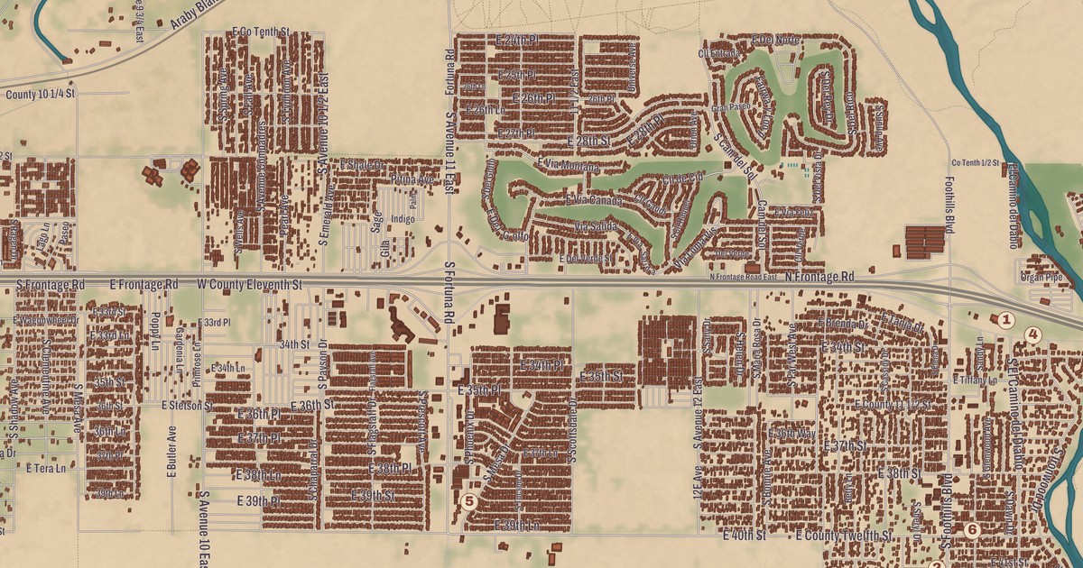 Beautifully Detailed Map of Fortuna Foothills, Arizona