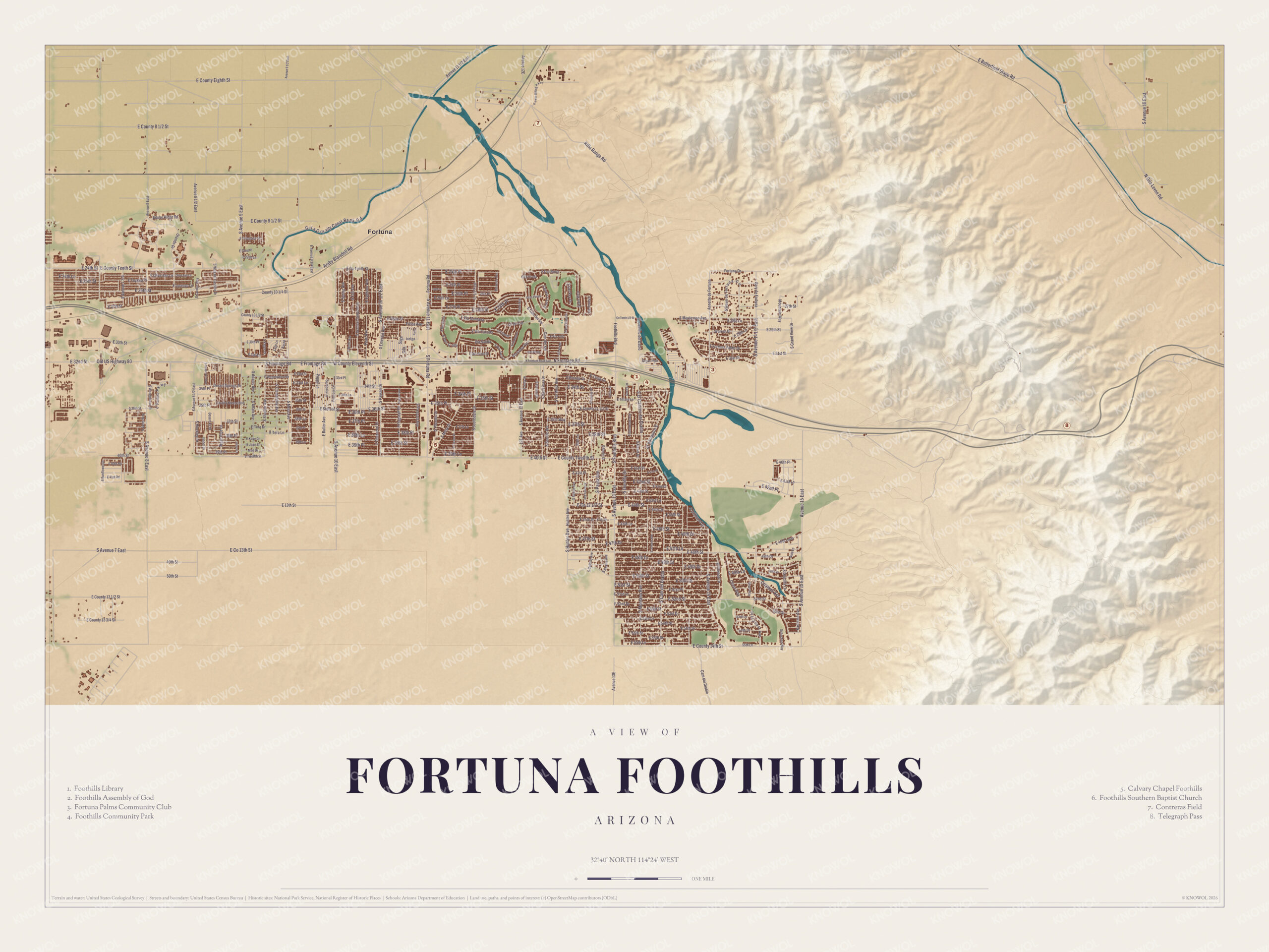 Map of Fortuna Foothills, Arizona