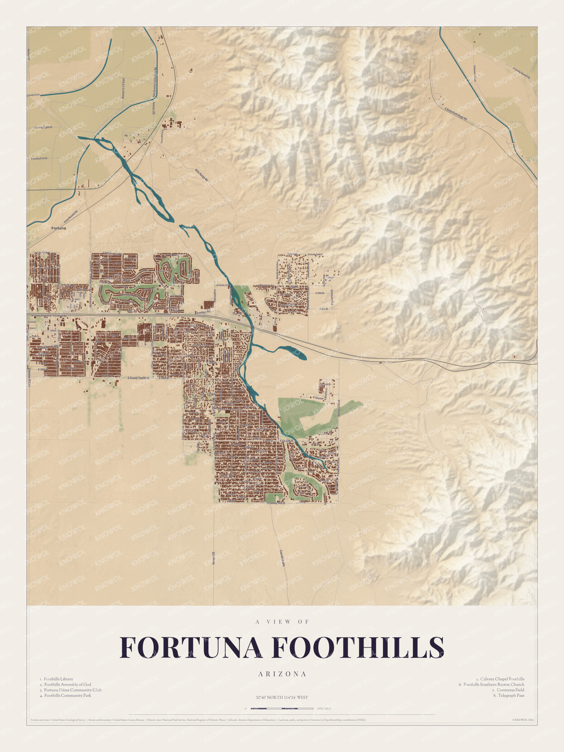 Map of Fortuna Foothills, Arizona