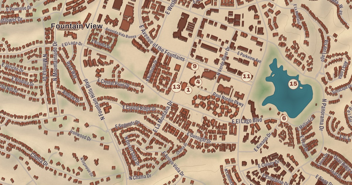 Beautifully Detailed Map of Fountain Hills, Arizona