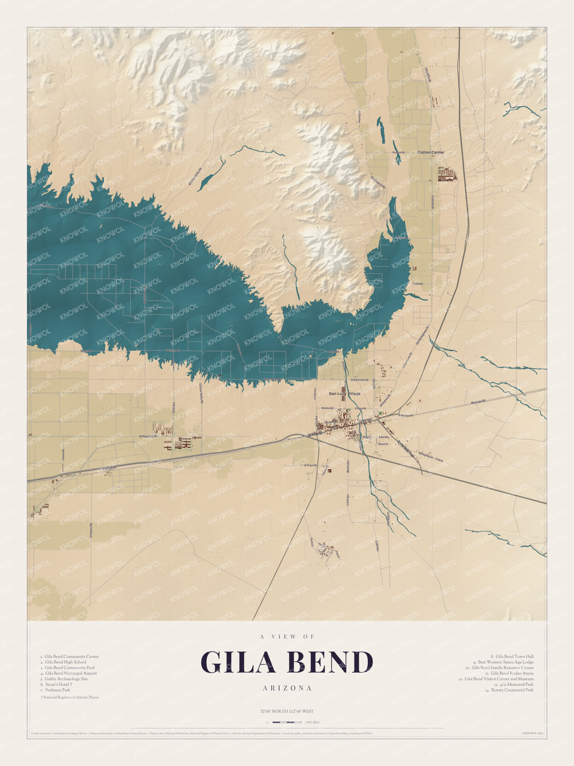 Map of Gila Bend, Arizona