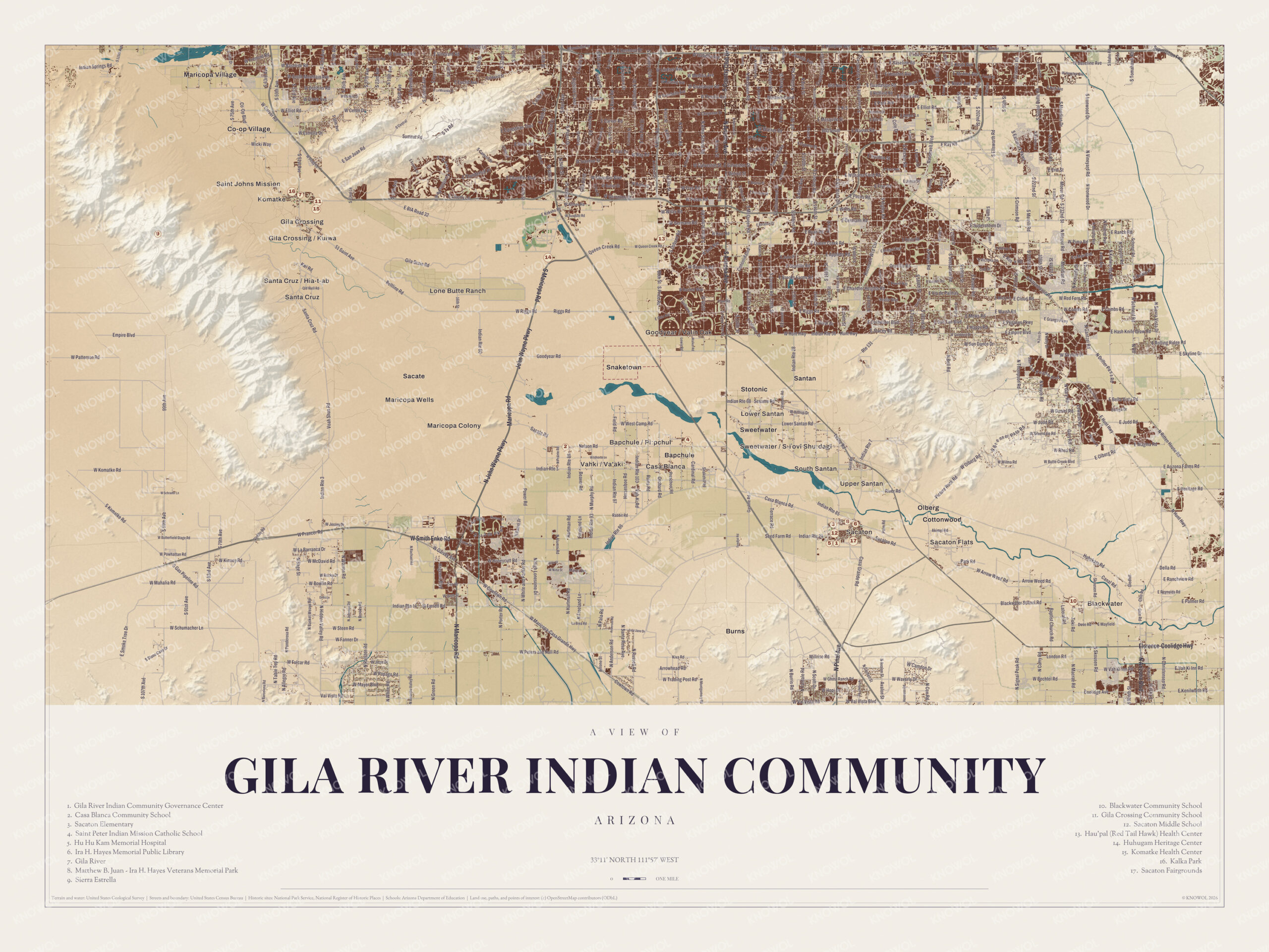 Map of Gila River Indian Community, Arizona