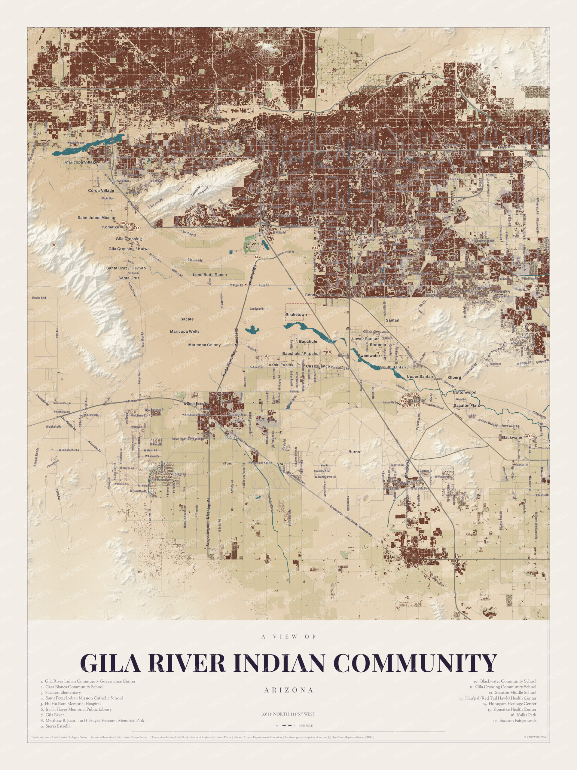Map of Gila River Indian Community, Arizona