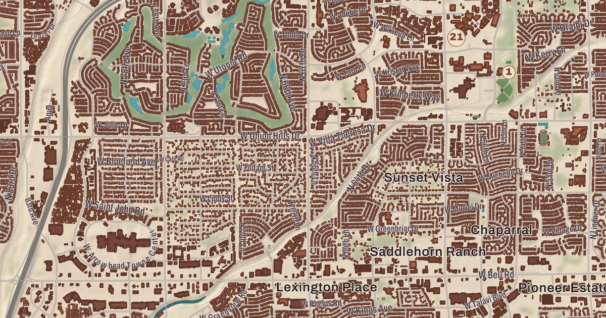 Beautifully Detailed Map of Glendale, Arizona