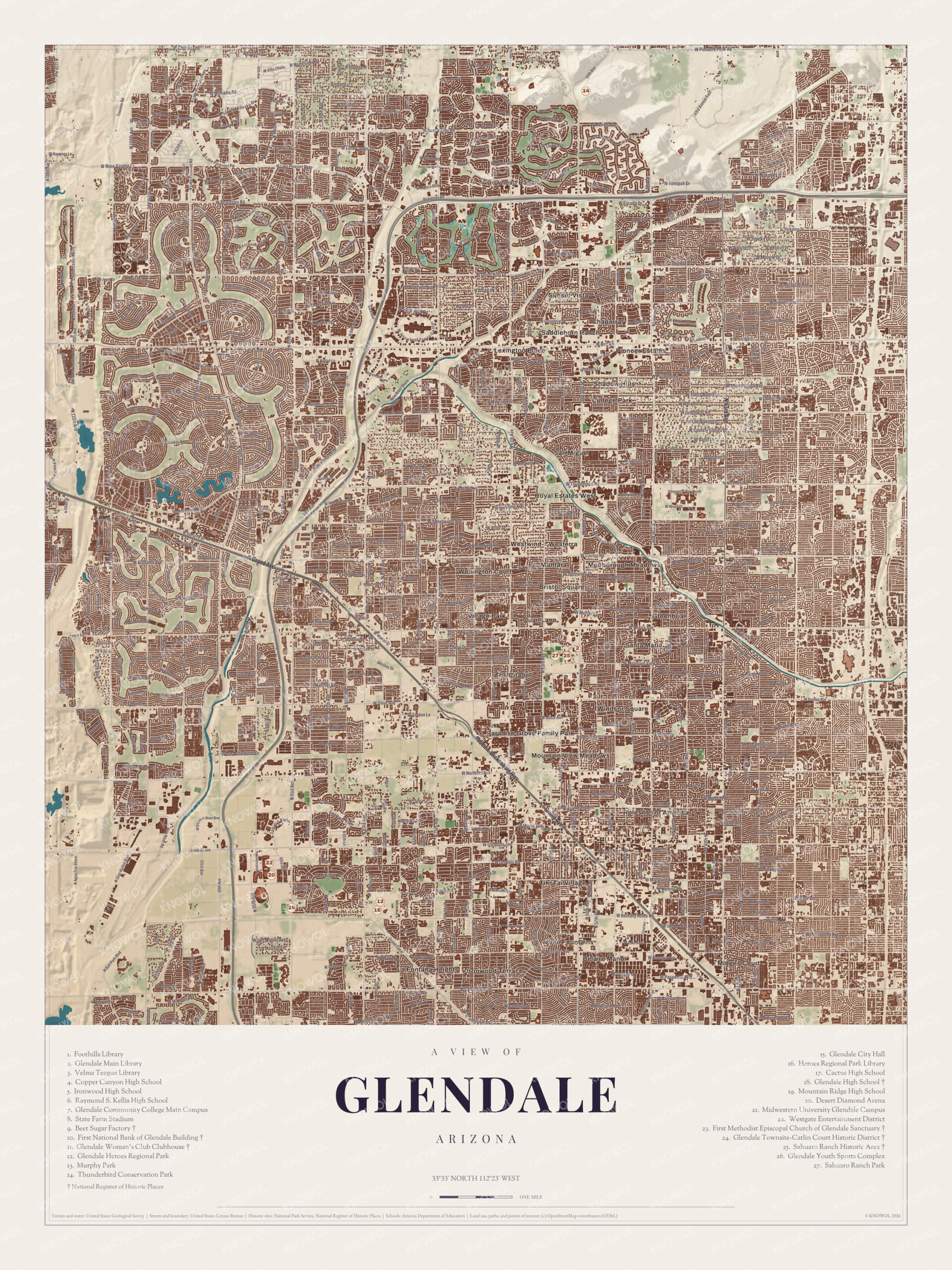 Map of Glendale, Arizona