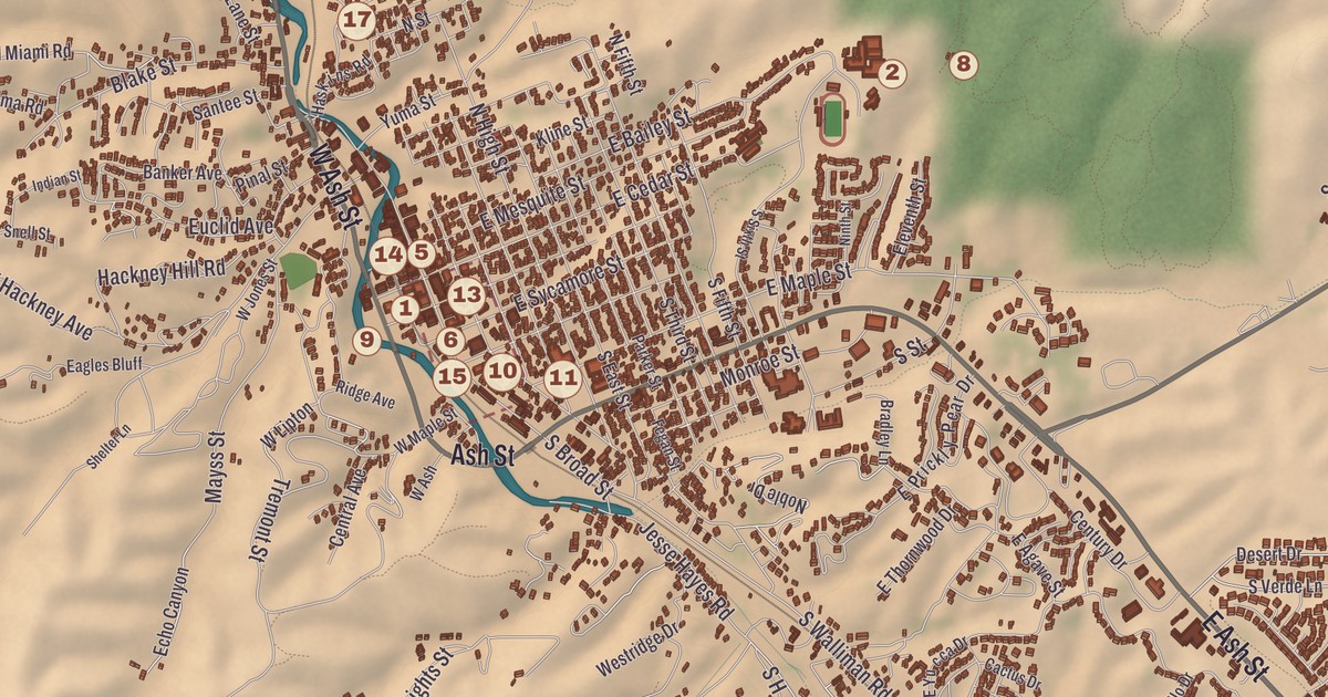 Beautifully Detailed Map of Globe, Arizona