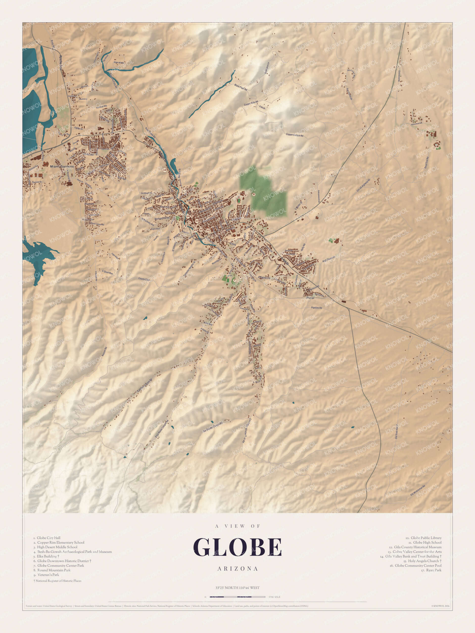 Map of Globe, Arizona