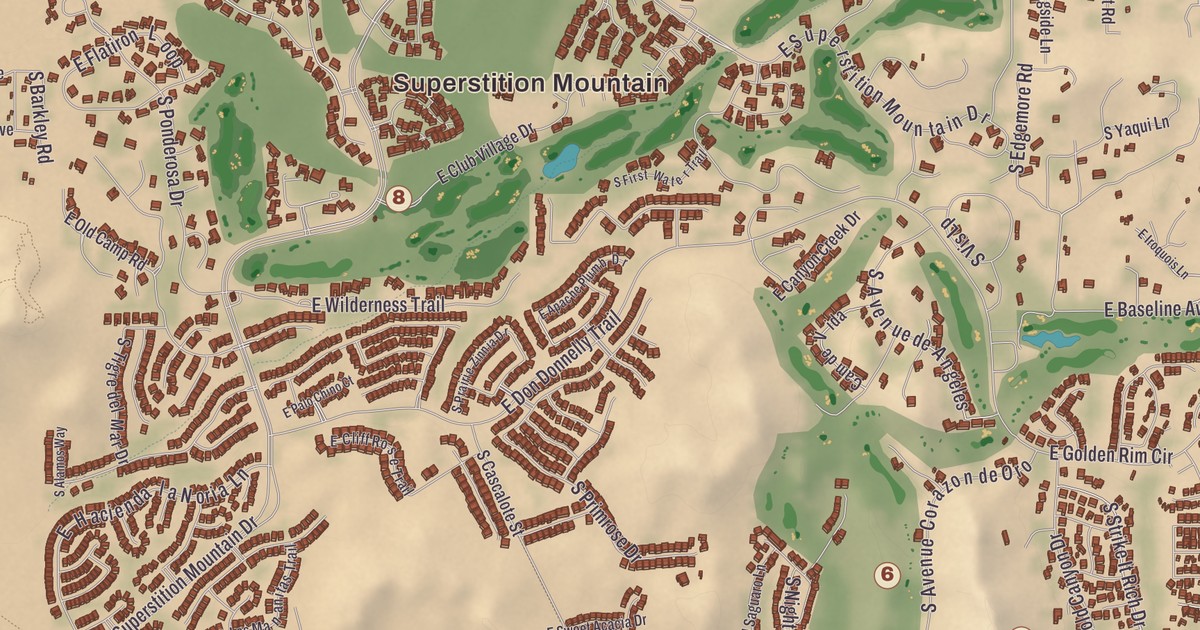 Beautifully Detailed Map of Gold Canyon, Arizona