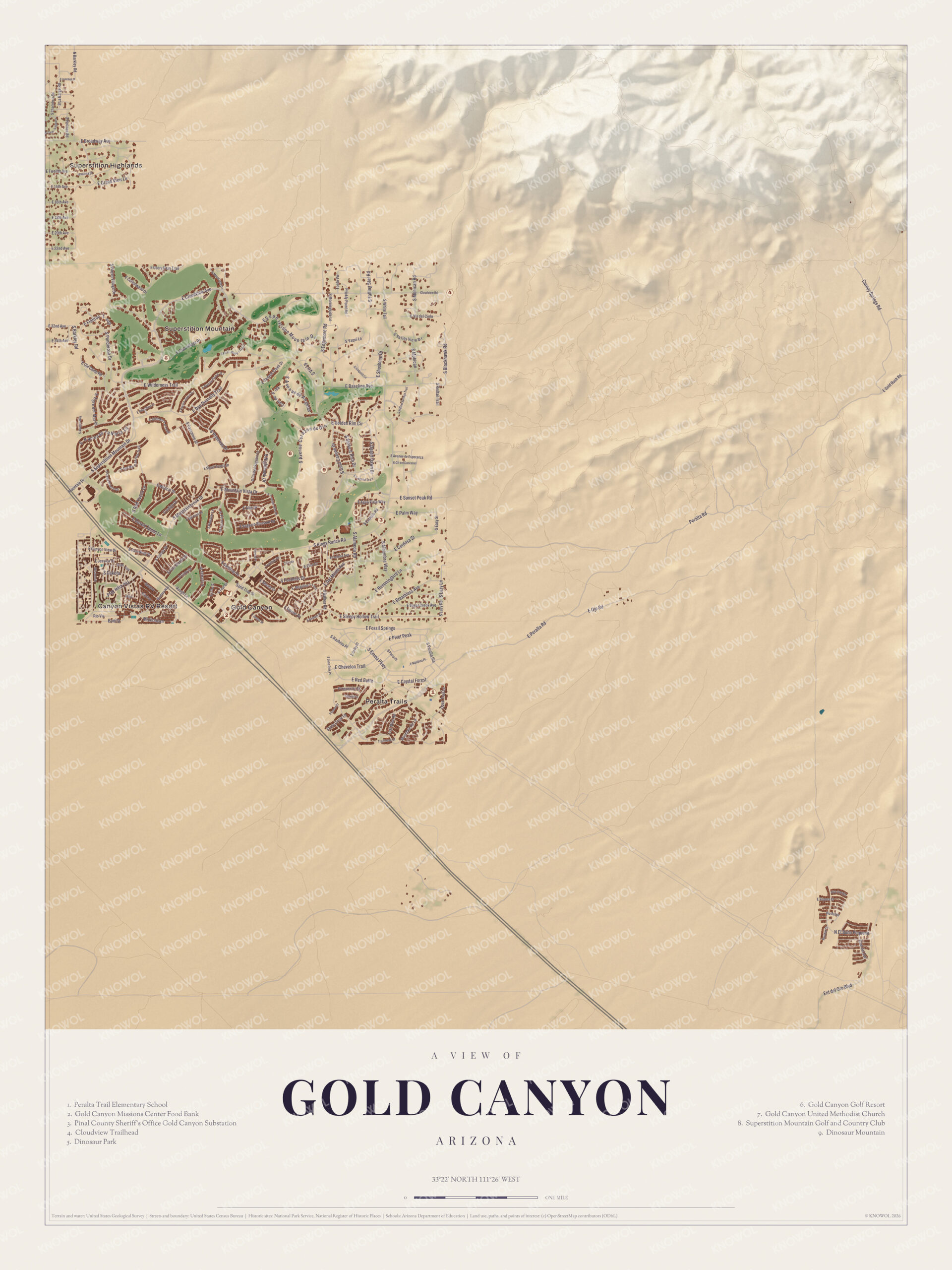 Map of Gold Canyon, Arizona