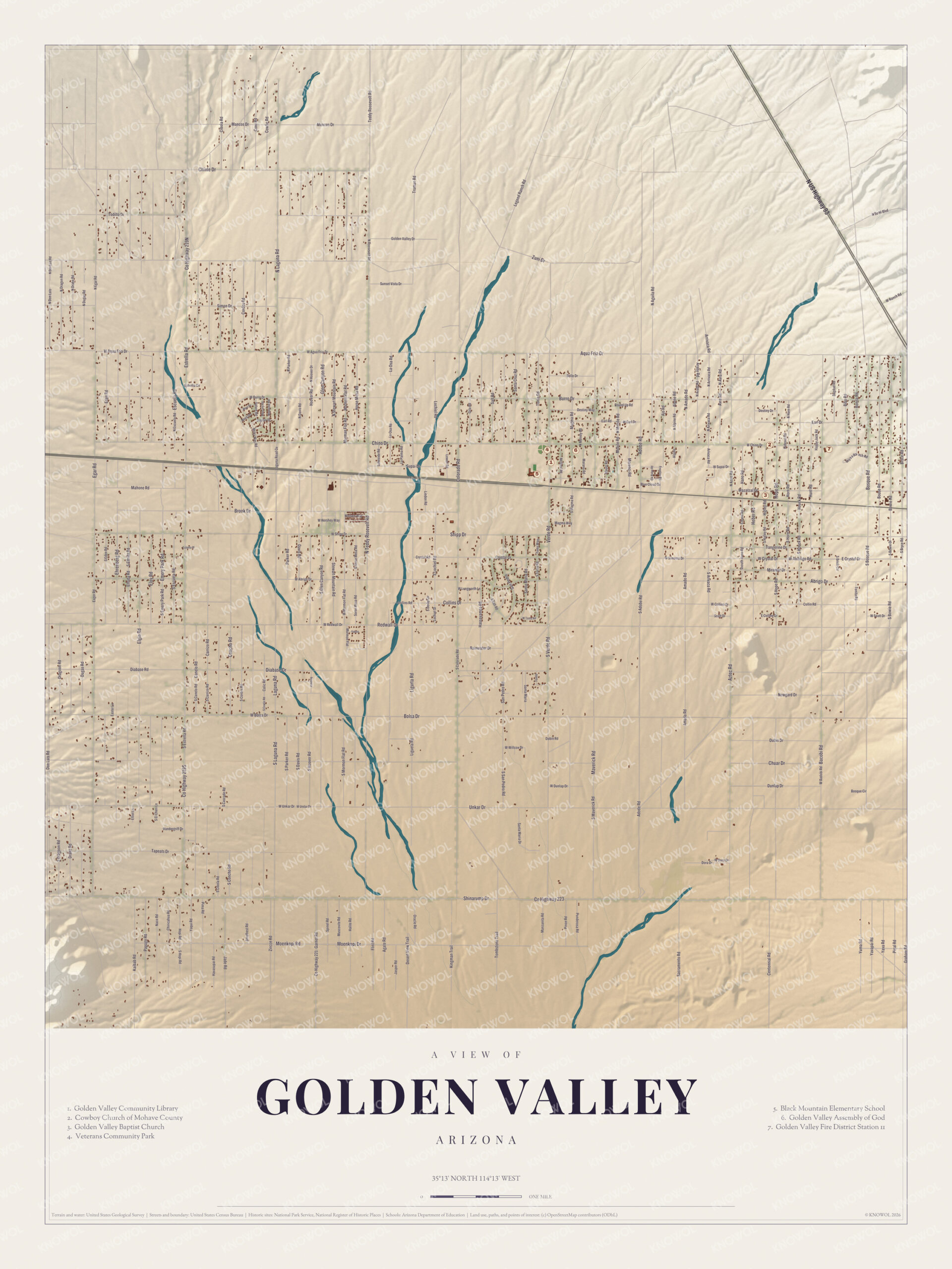 Map of Golden Valley, Arizona
