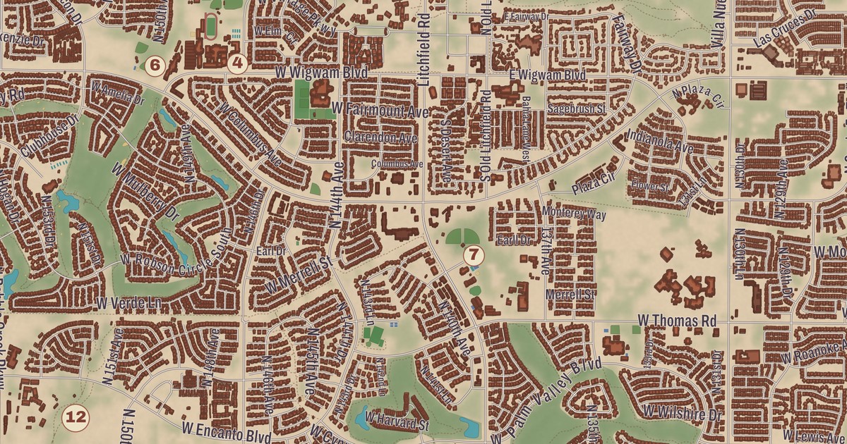 Beautifully Detailed Map of Goodyear, Arizona