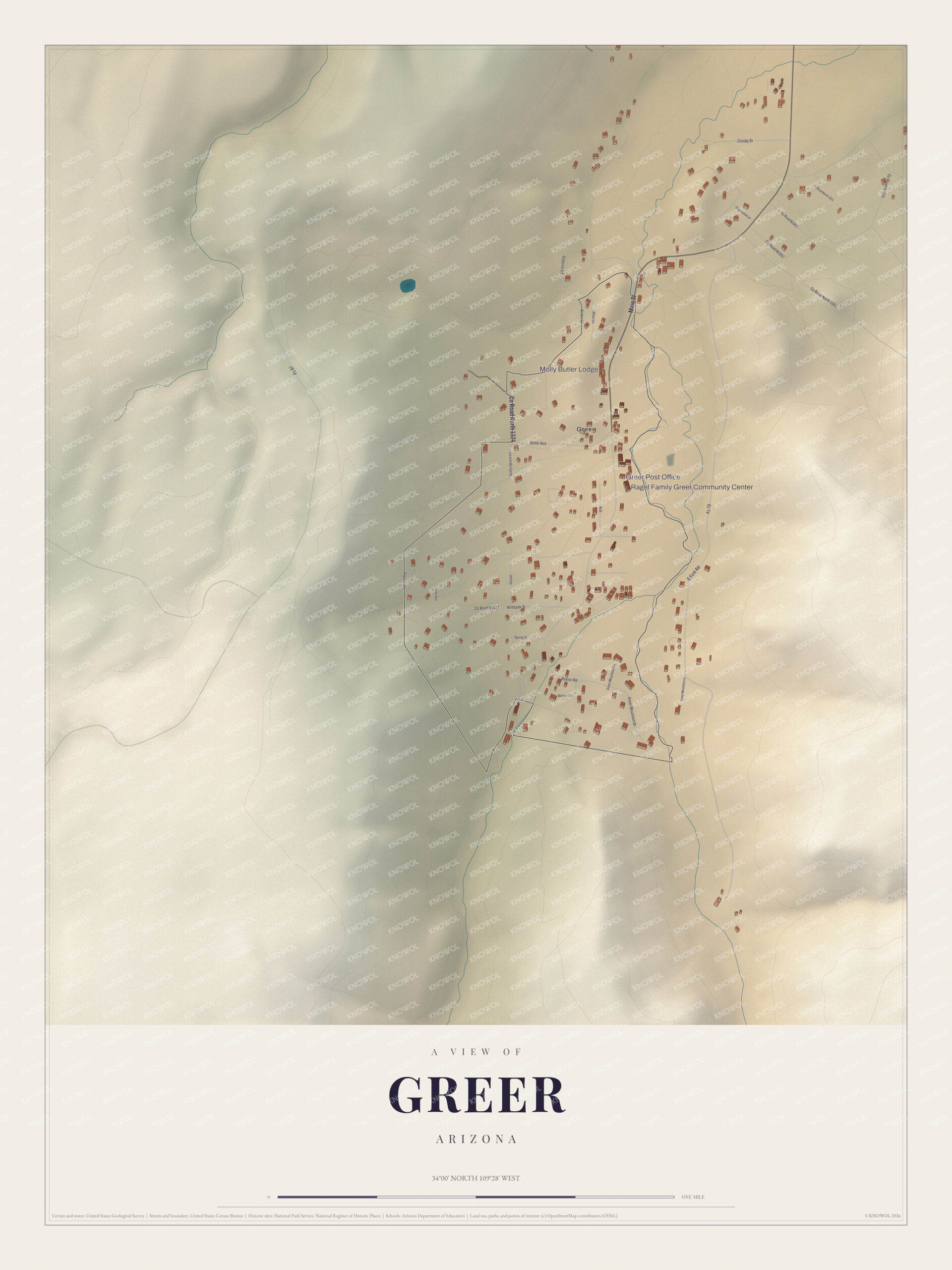 Map of Greer, Arizona