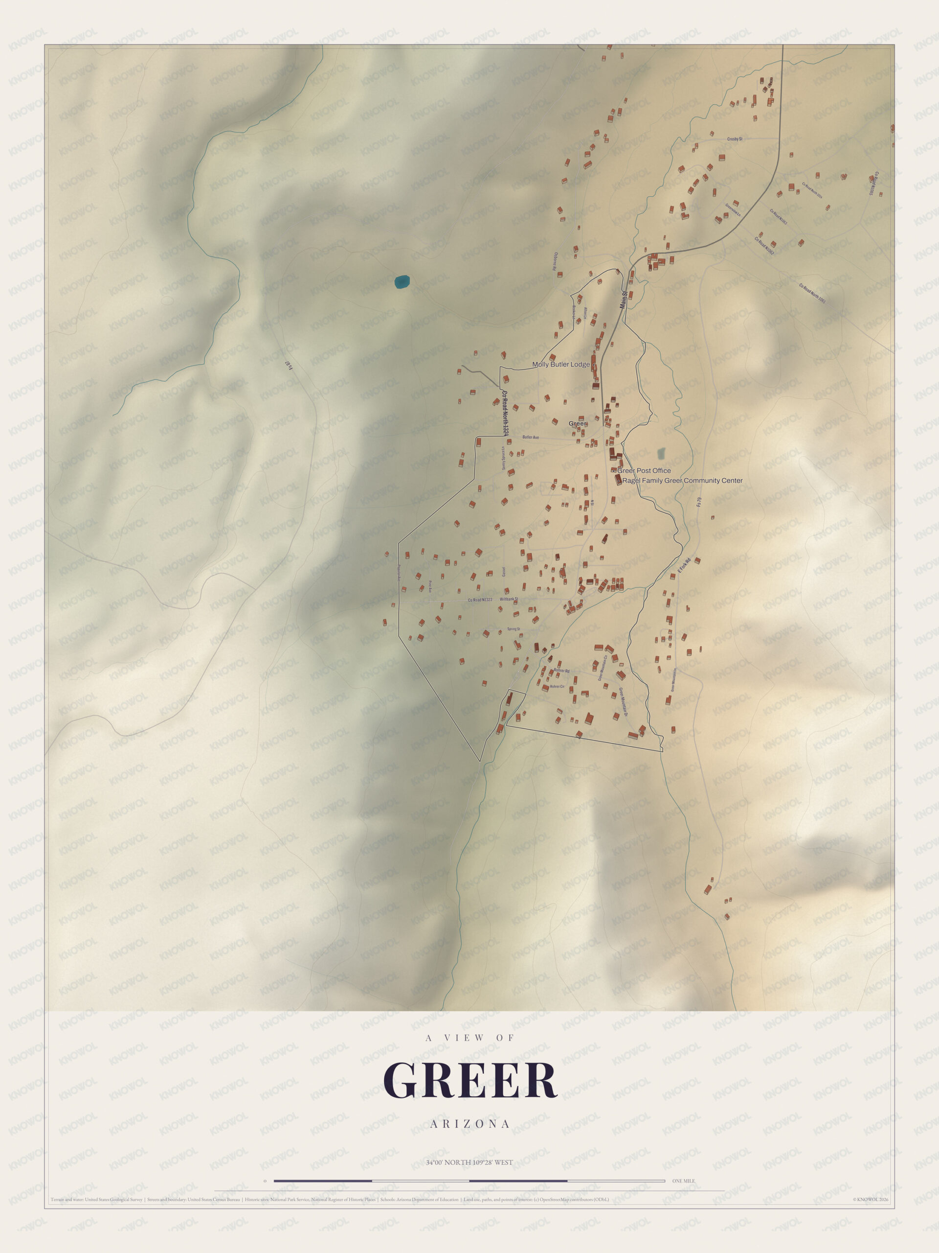Map of Greer, Arizona