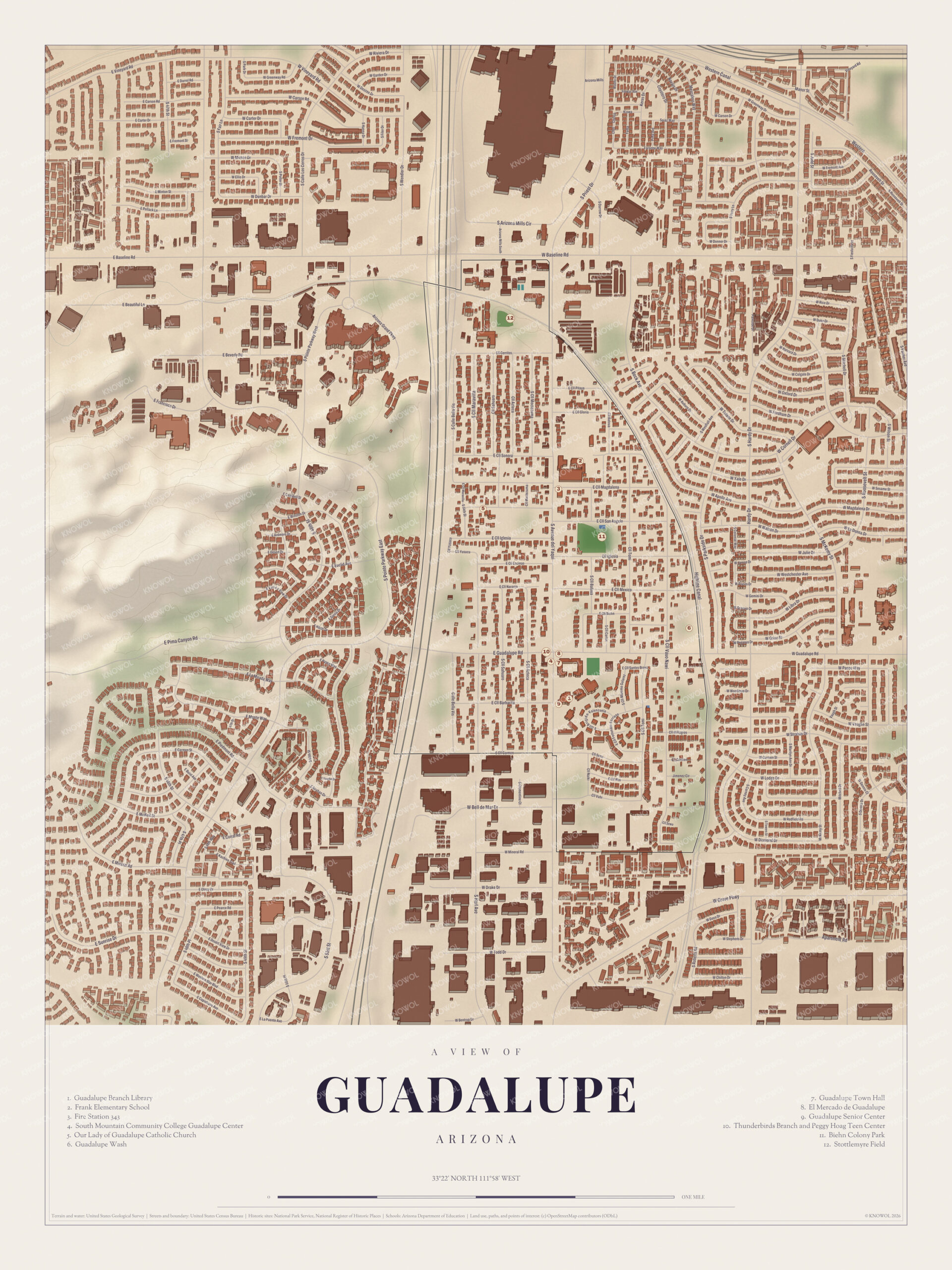 Map of Guadalupe, Arizona
