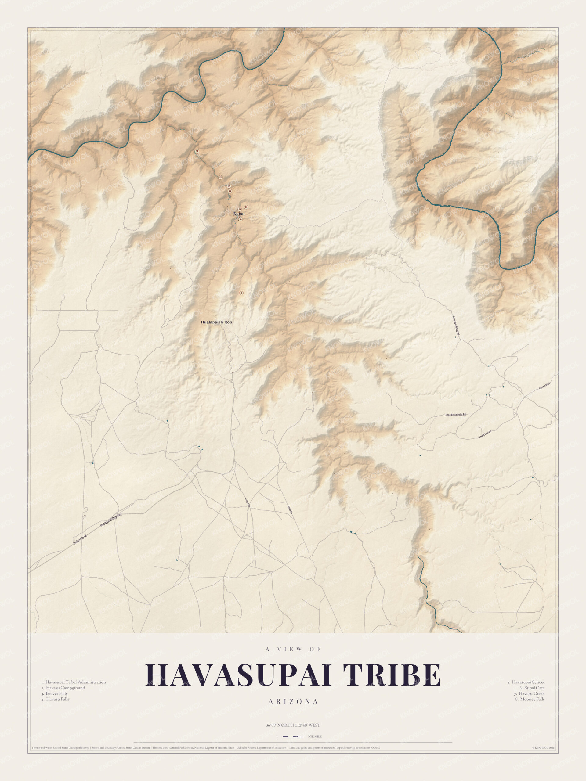Map of Havasupai Tribe, Arizona