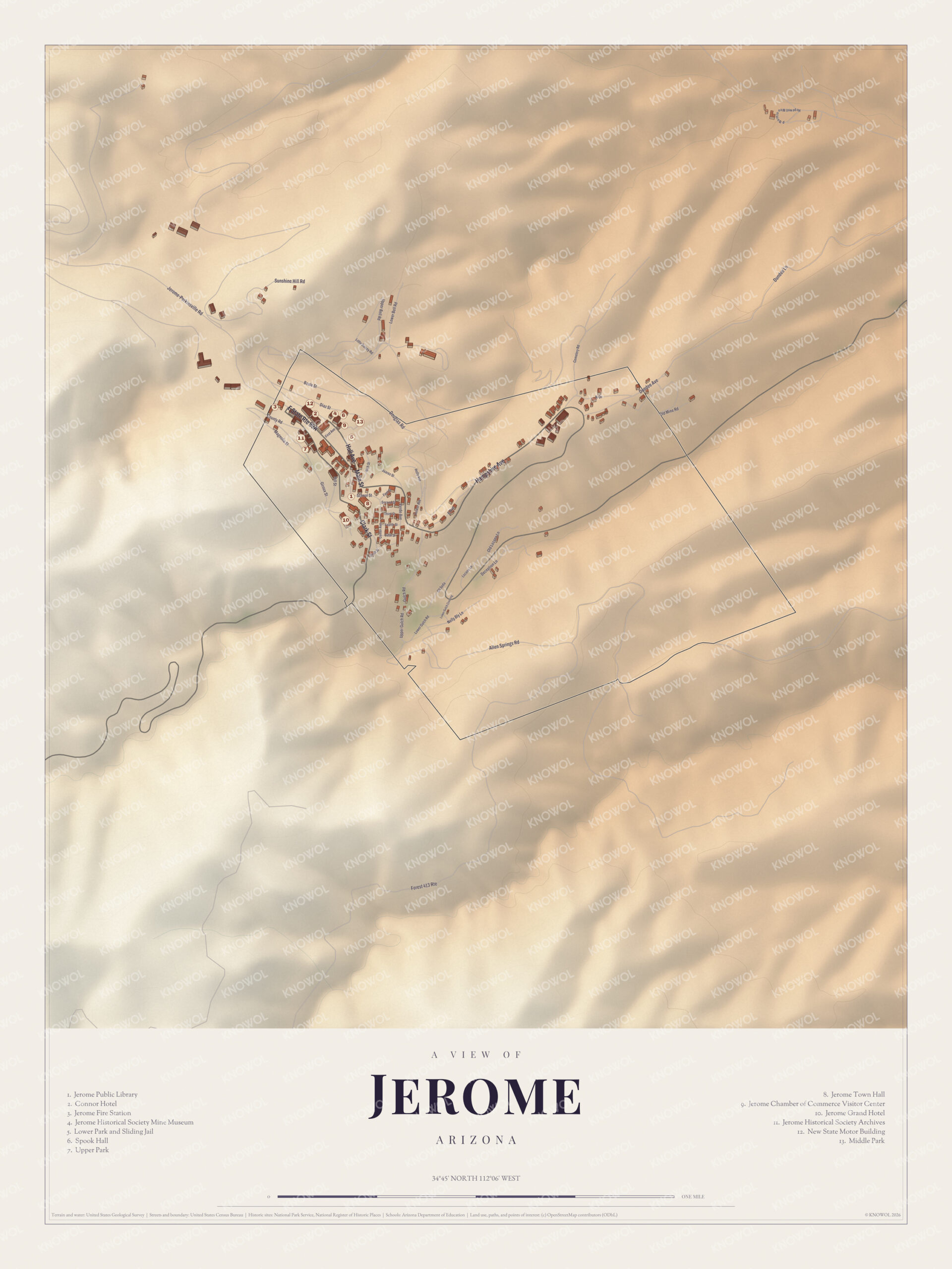 Map of Jerome, Arizona