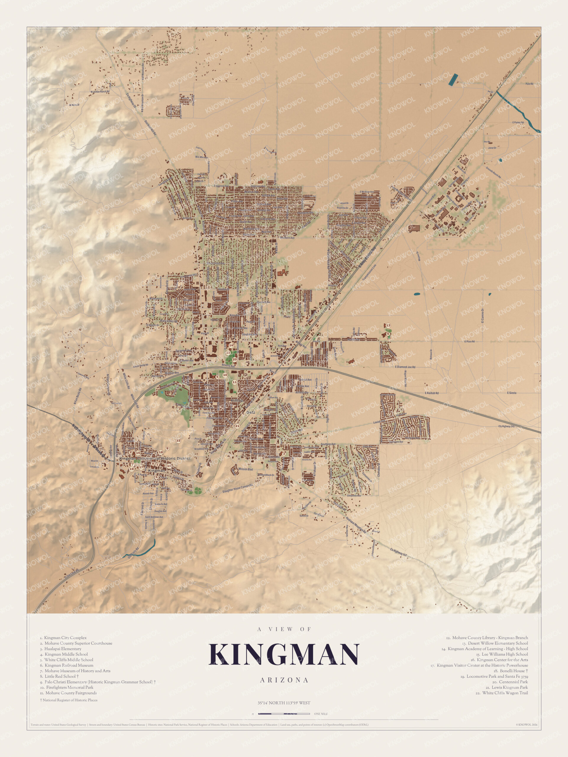 Map of Kingman, Arizona