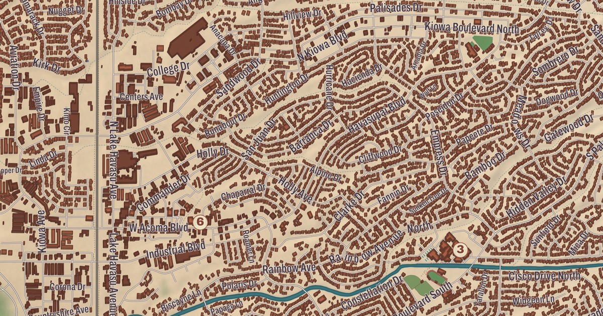 Beautifully Detailed Map of Lake Havasu City, Arizona