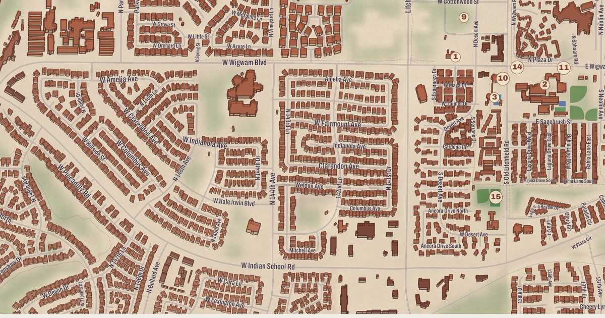 Beautifully Detailed Map of Litchfield Park, Arizona
