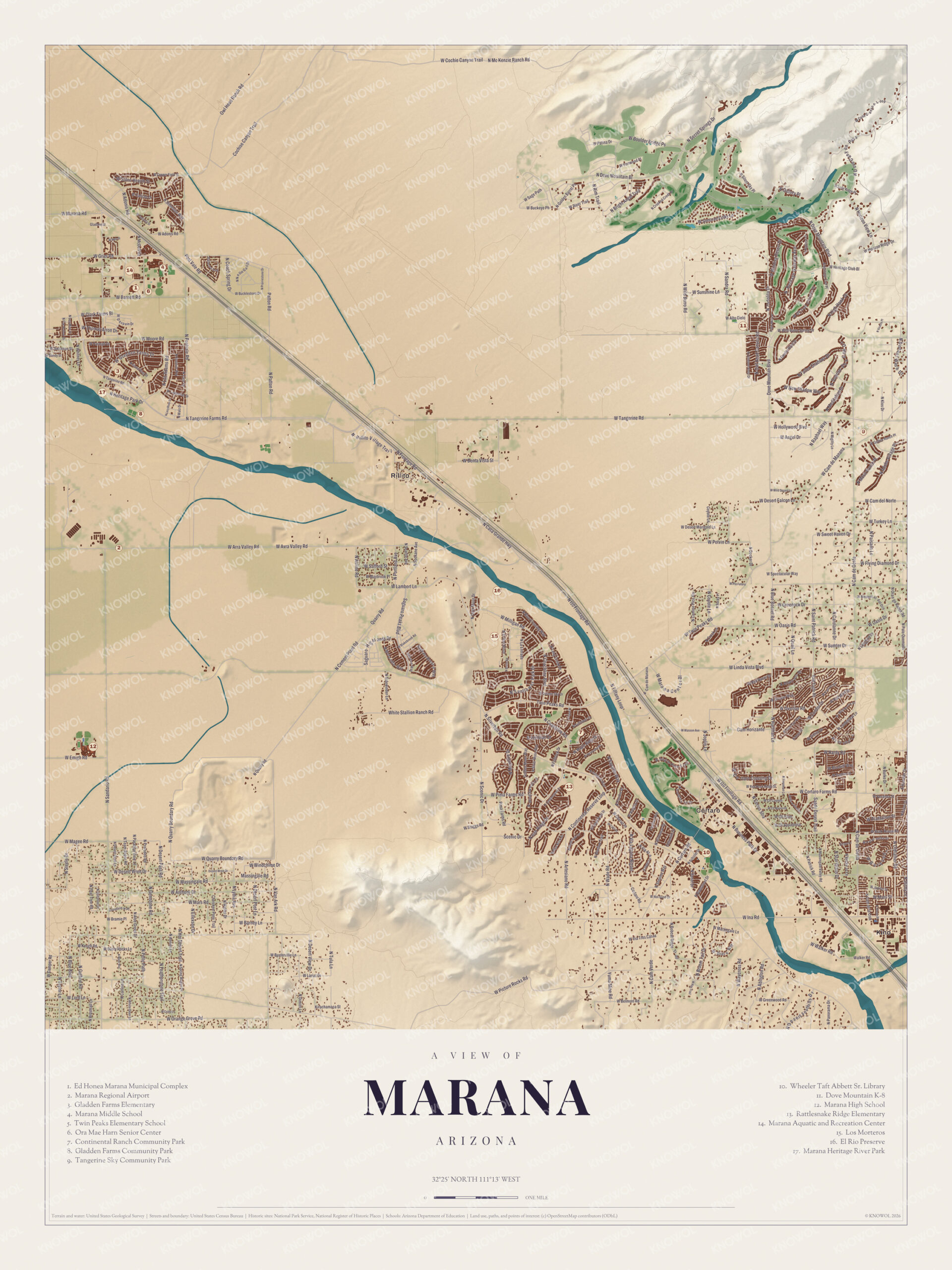 Map of Marana, Arizona