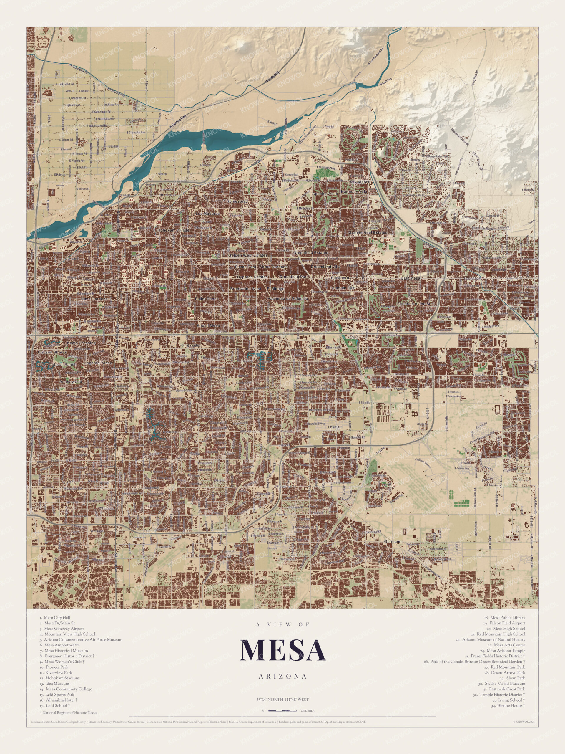 Map of Mesa, Arizona