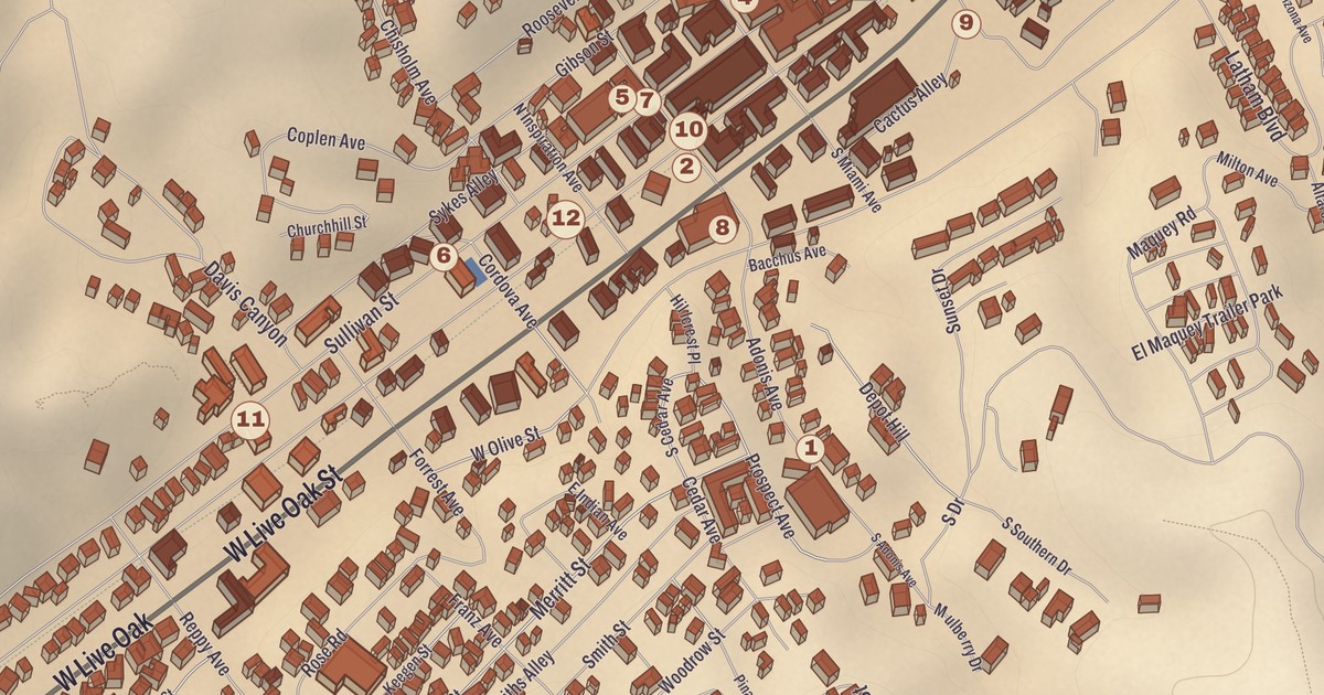 Beautifully Detailed Map of Miami, Arizona