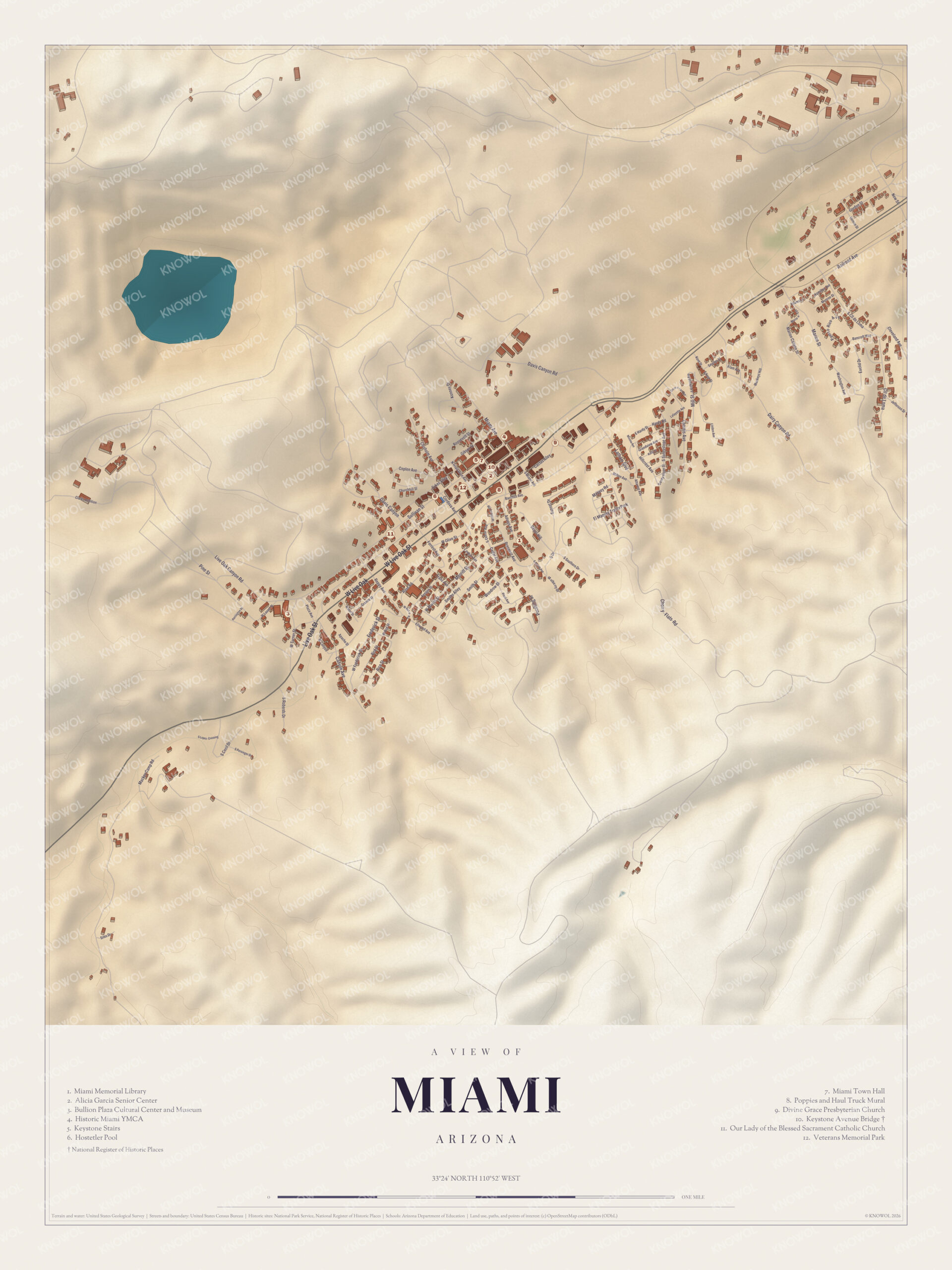 Map of Miami, Arizona