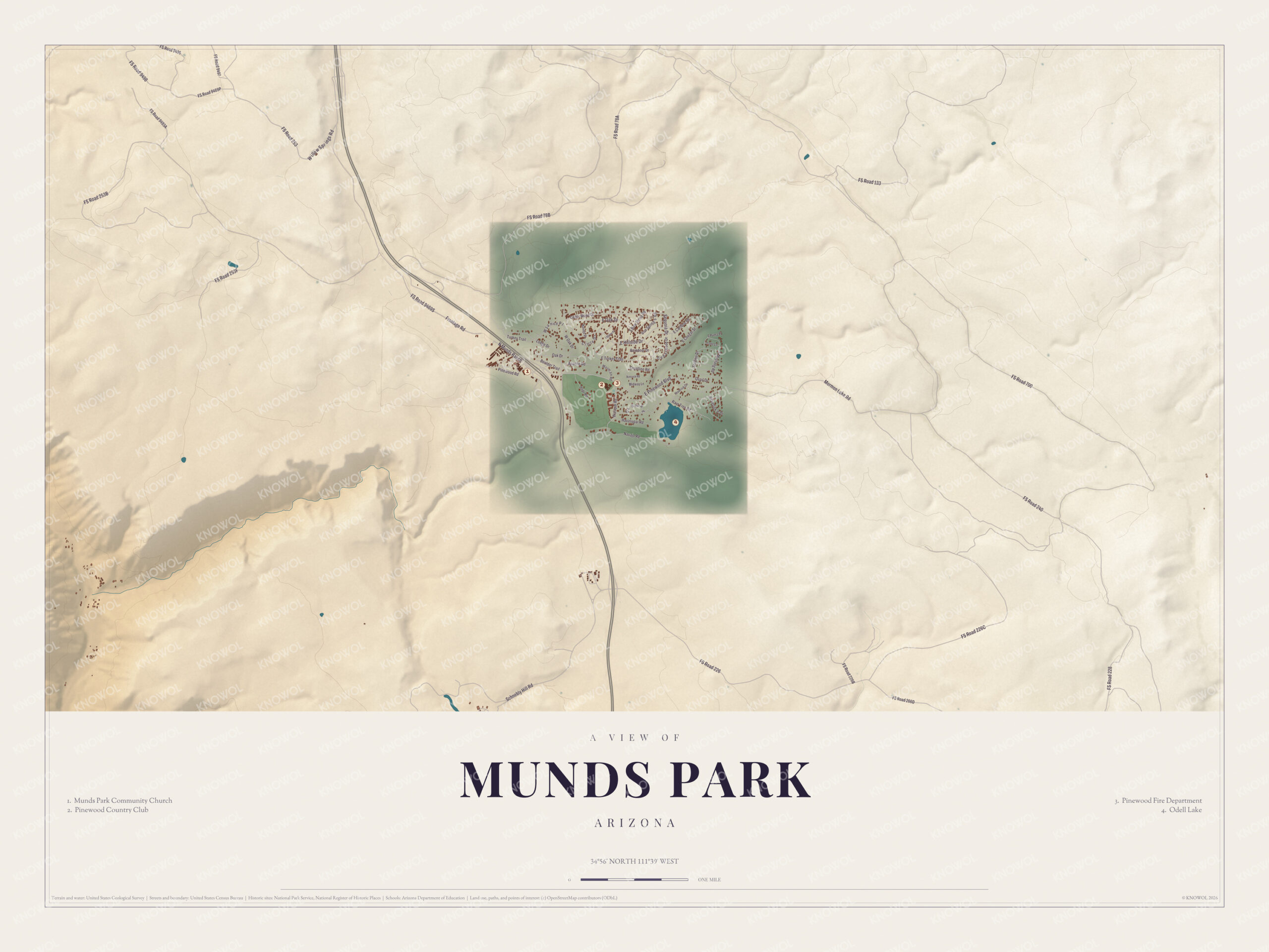 Map of Munds Park, Arizona
