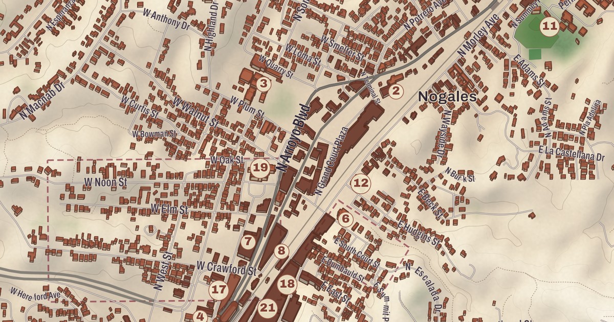 Beautifully Detailed Map of Nogales, Arizona