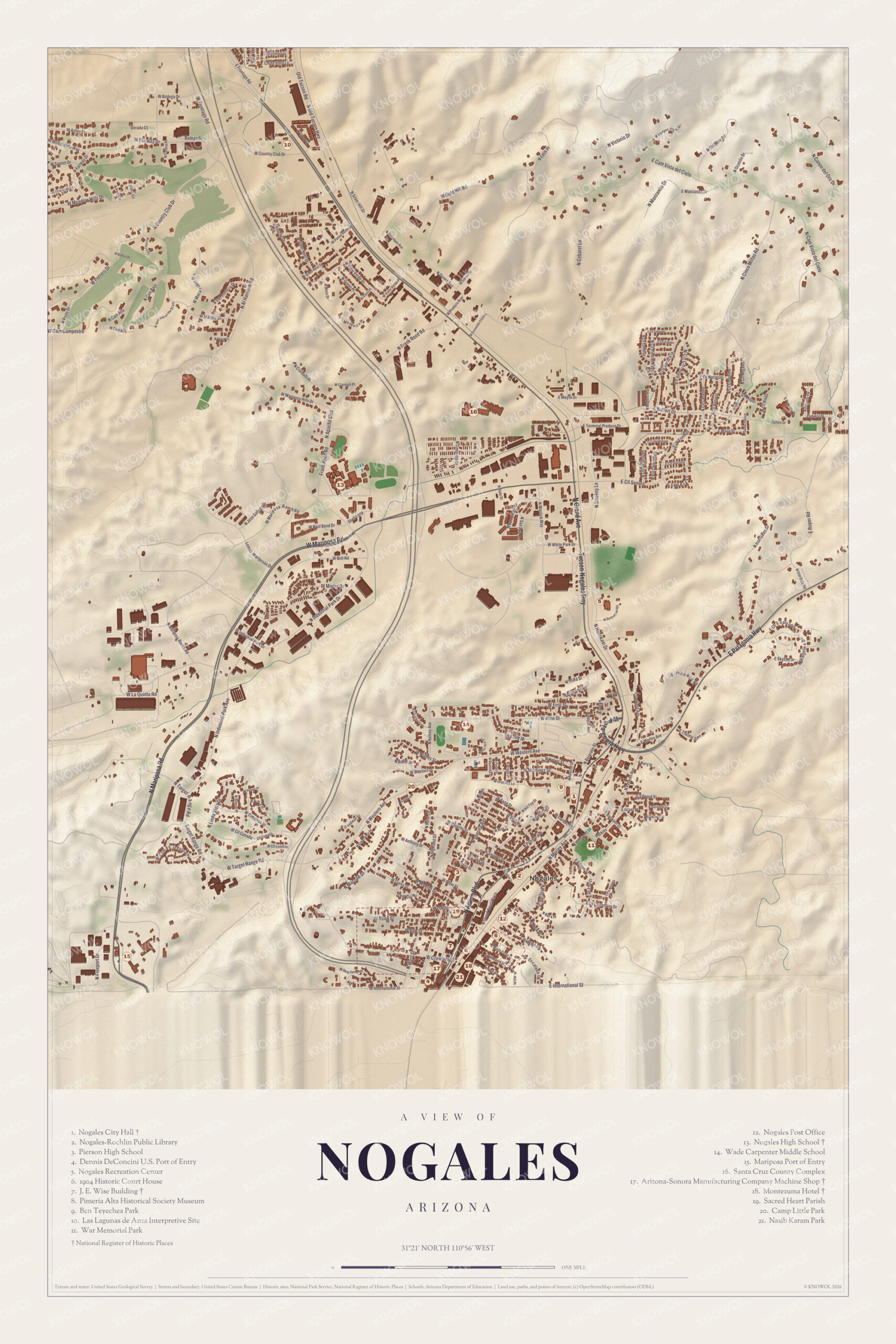 Map of Nogales, Arizona