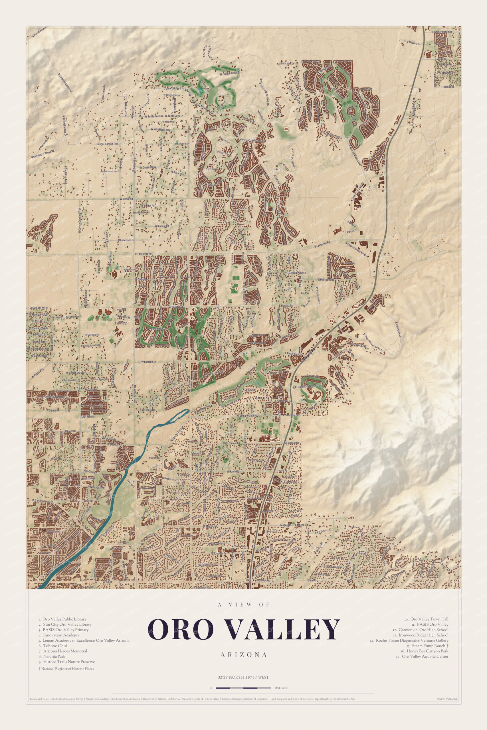 Map of Oro Valley, Arizona