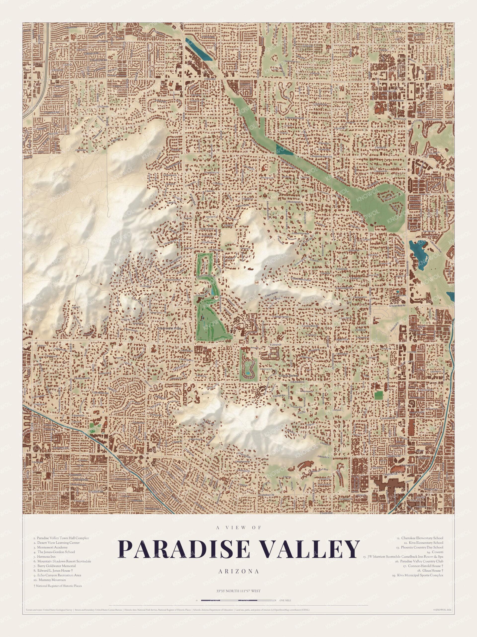 Map of Paradise Valley, Arizona