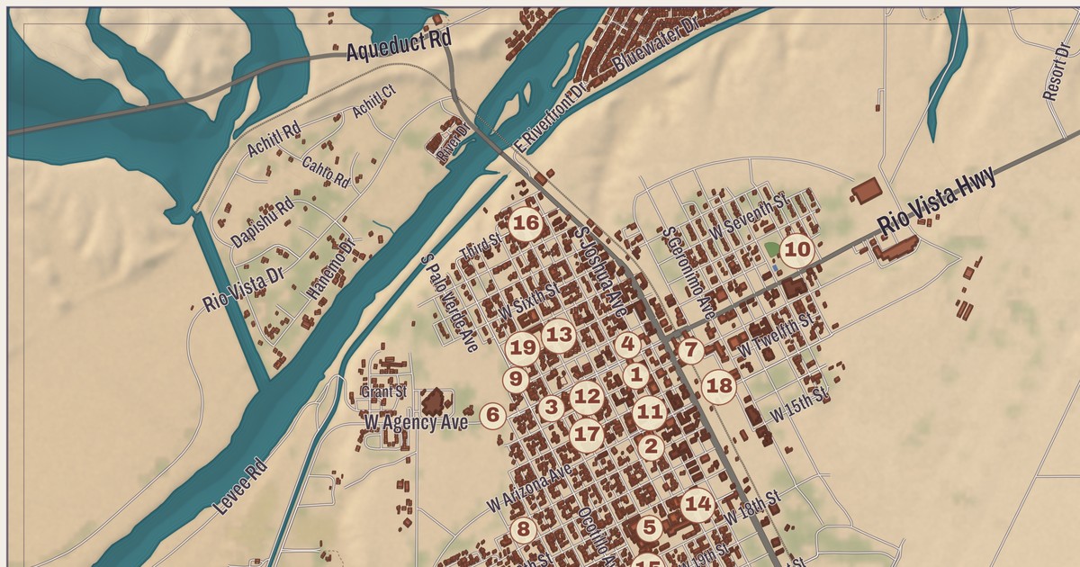 Beautifully Detailed Map of Parker, Arizona