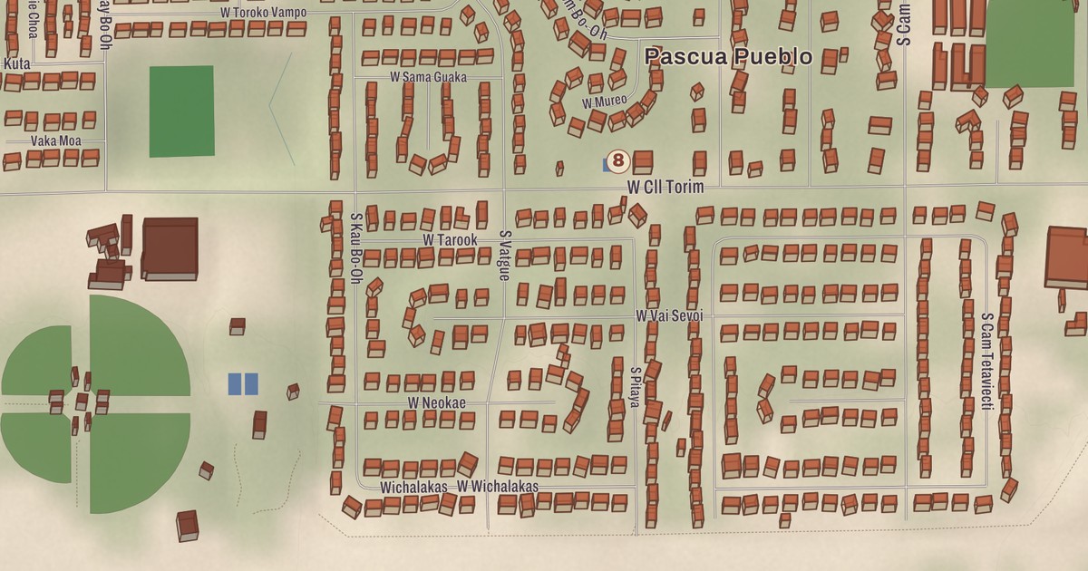 Beautifully Detailed Map of Pascua Yaqui Tribe, Arizona