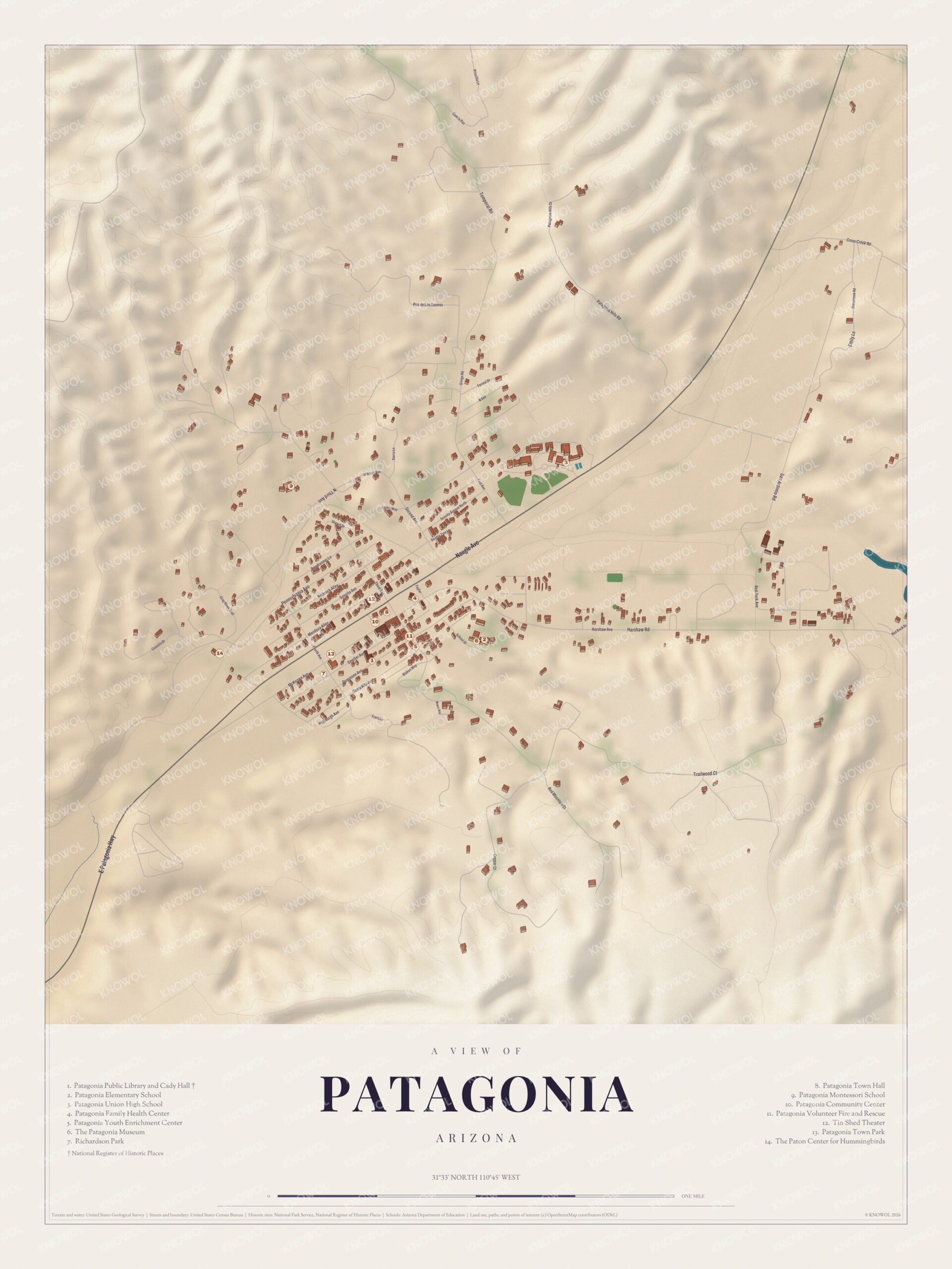 Map of Patagonia, Arizona