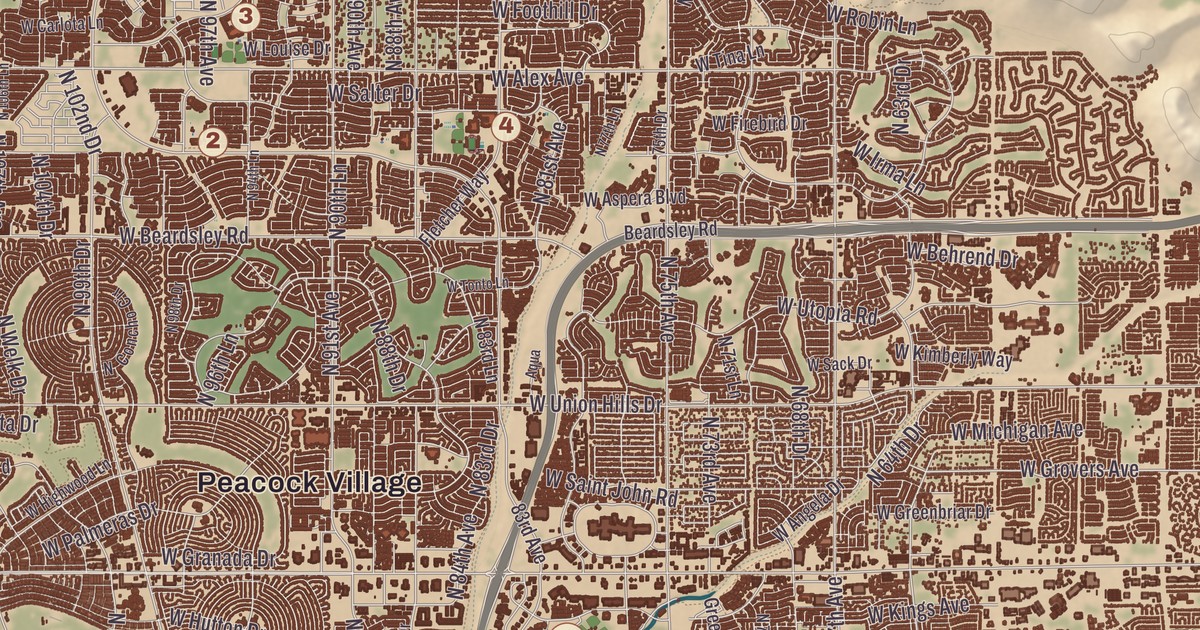 Beautifully Detailed Map of Peoria, Arizona