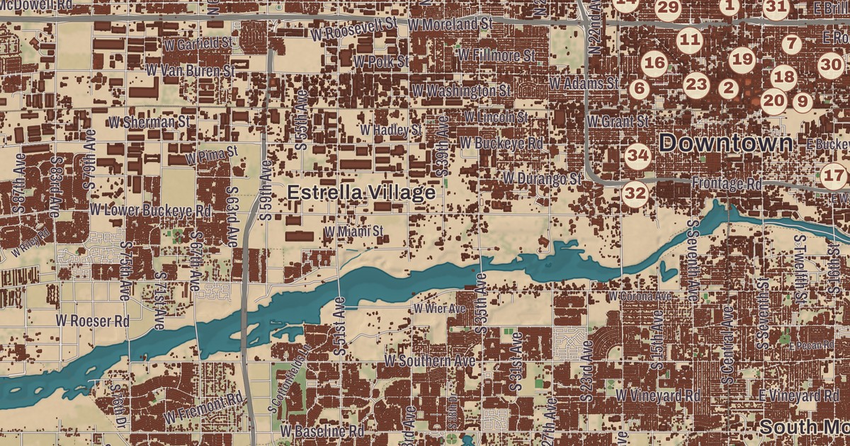 Beautifully Detailed Map of Phoenix, Arizona