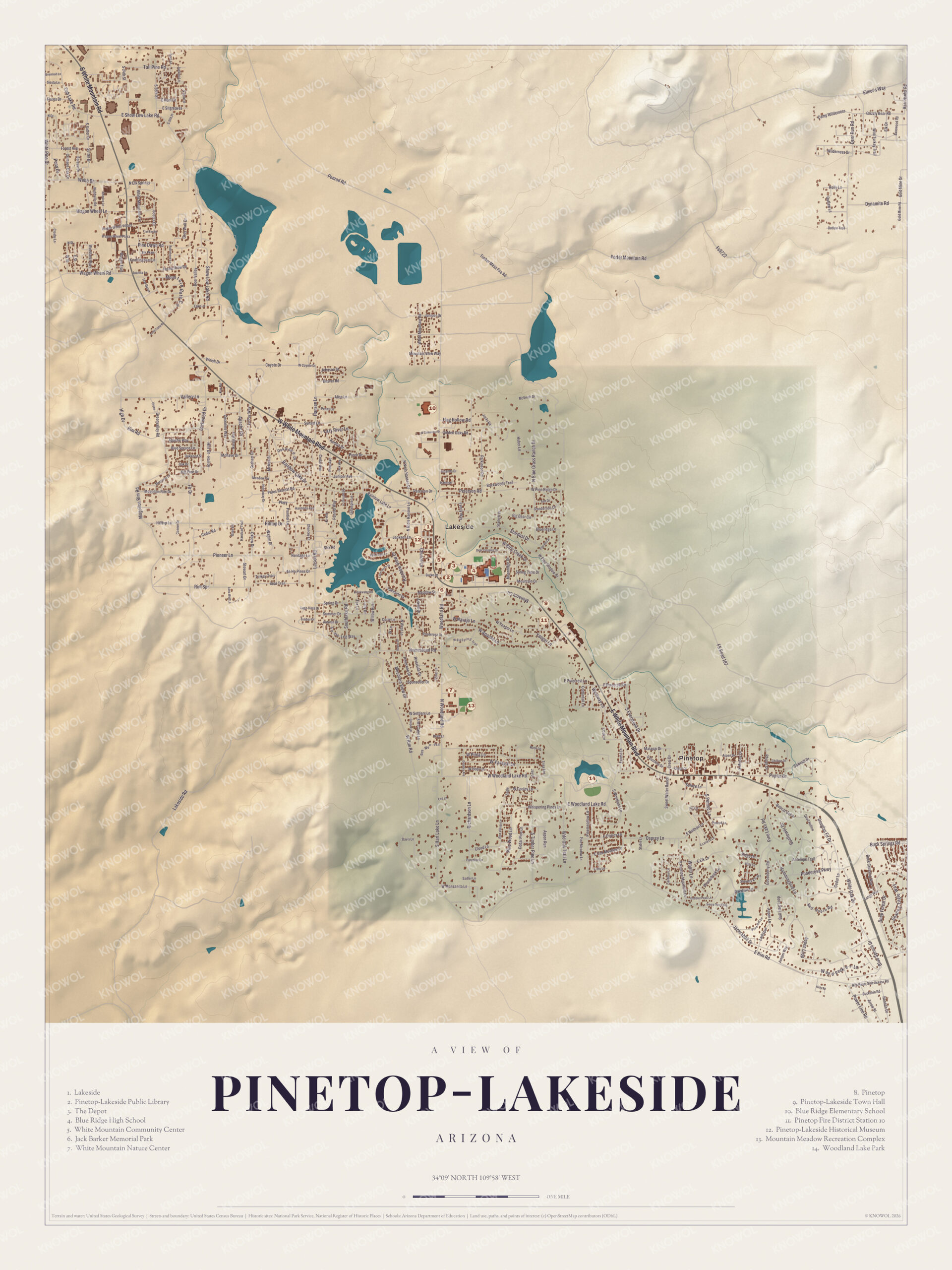 Map of Pinetop-Lakeside, Arizona