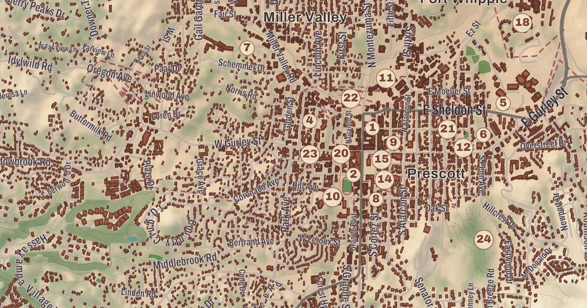 Beautifully Detailed Map of Prescott, Arizona
