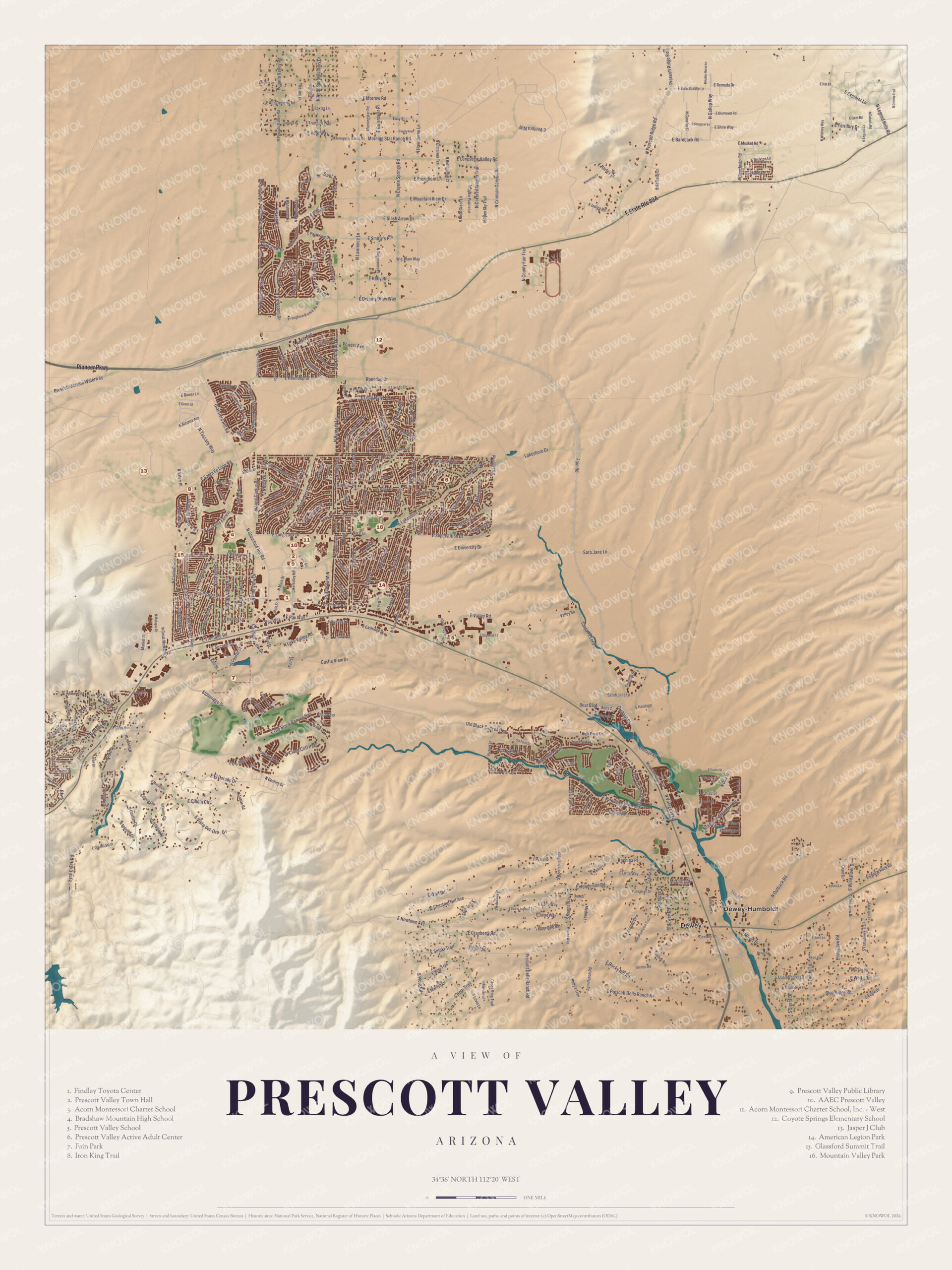 Map of Prescott Valley, Arizona