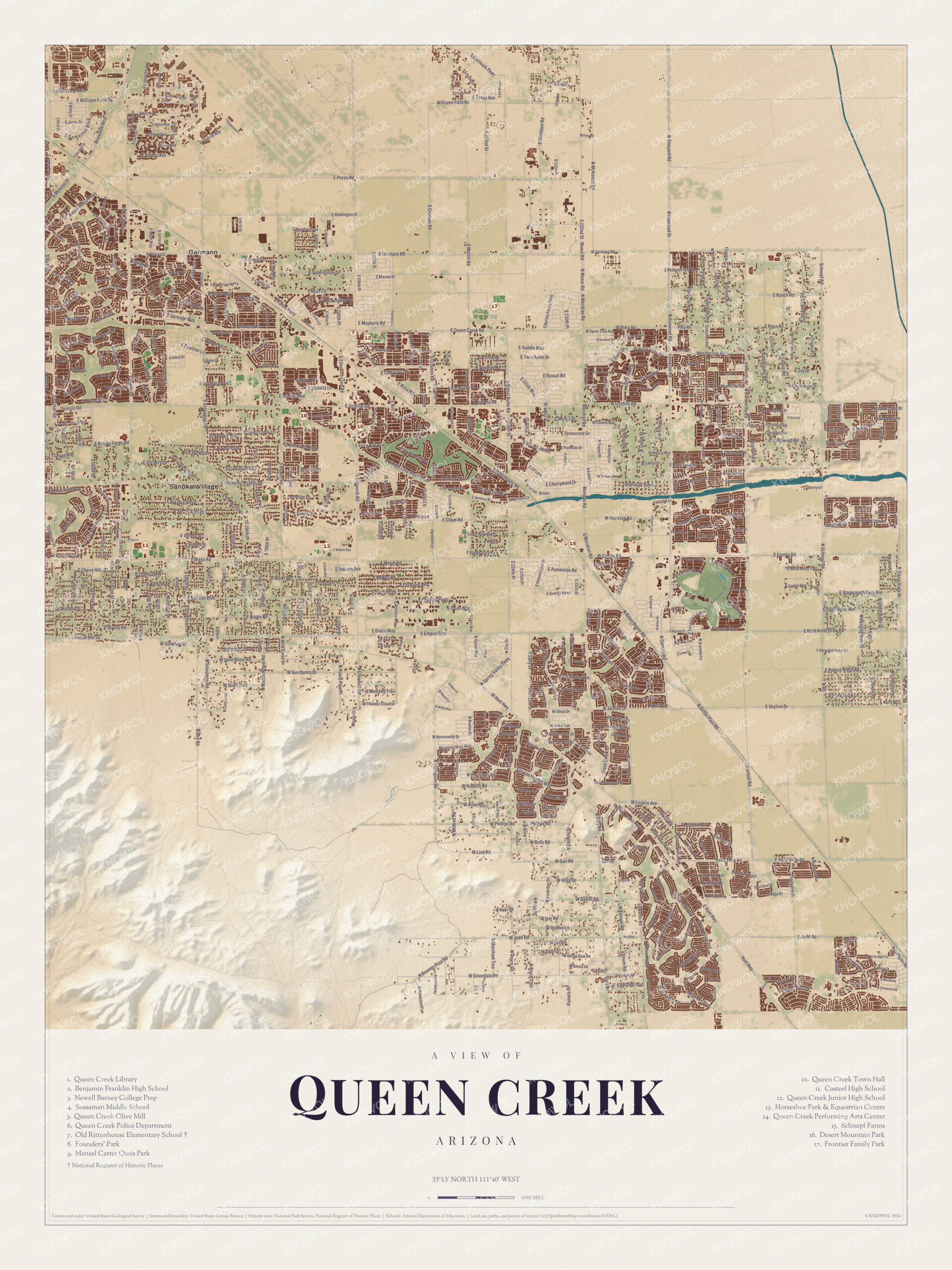 Map of Queen Creek, Arizona