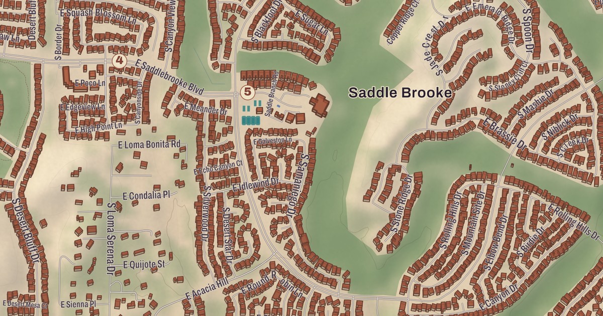 Beautifully Detailed Map of Saddlebrooke, Arizona