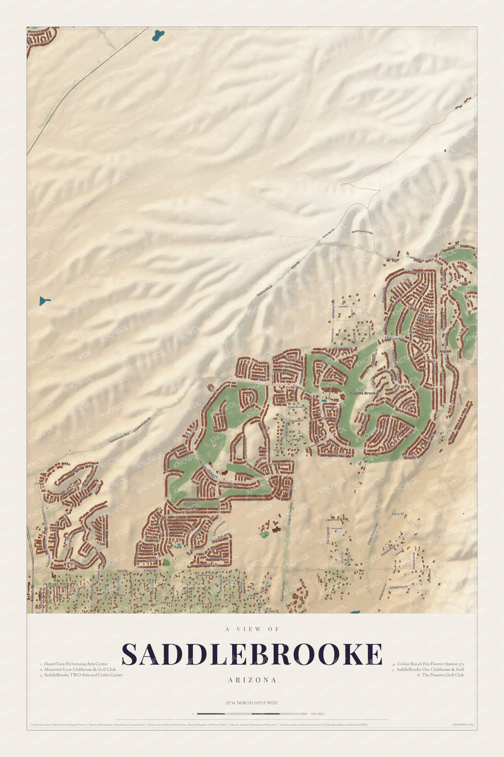 Map of Saddlebrooke, Arizona