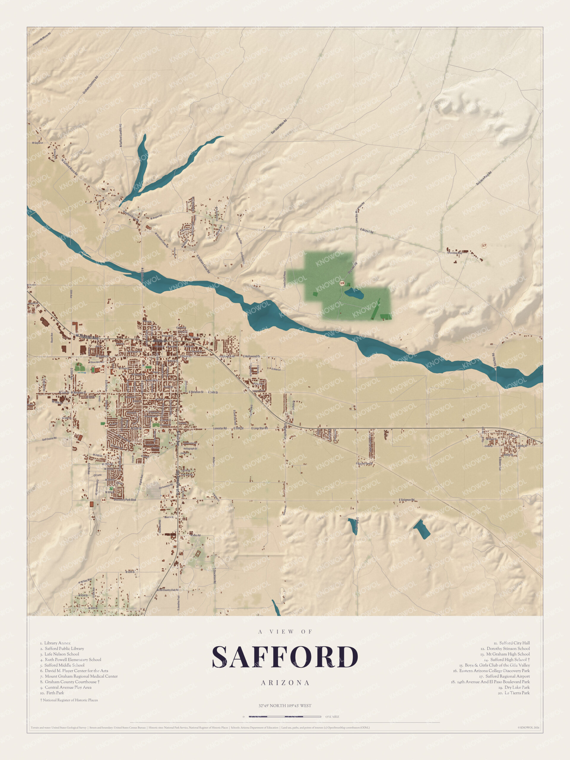 Map of Safford, Arizona