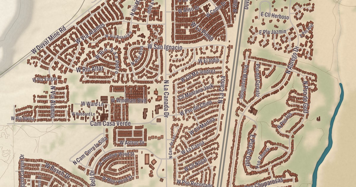 Beautifully Detailed Map of Sahuarita, Arizona