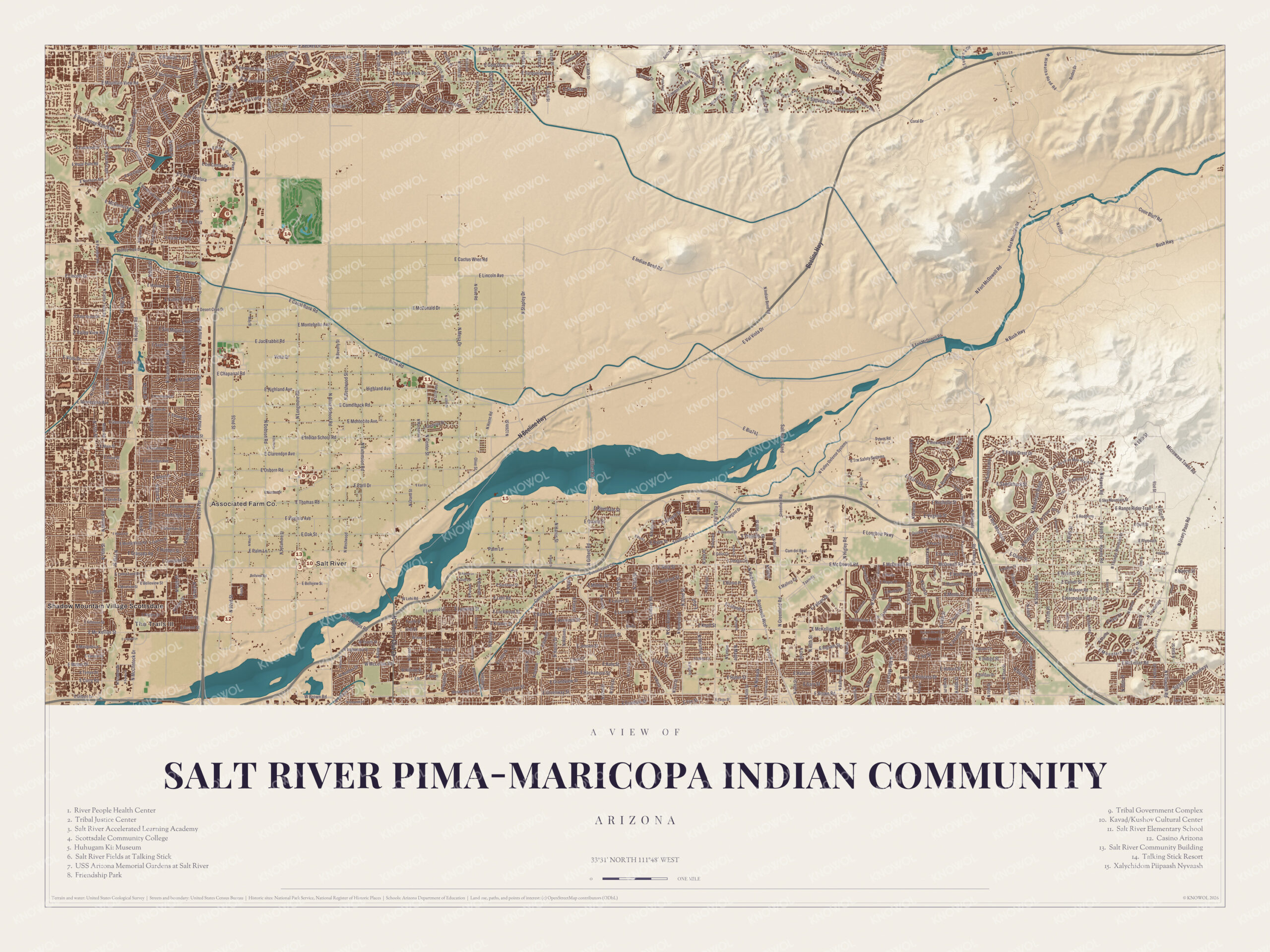 Map of Salt River Pima-Maricopa Indian Community, Arizona